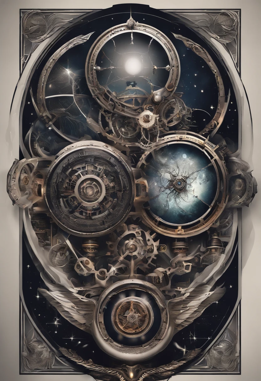create a biomechanical tattoo with a mix of space elements