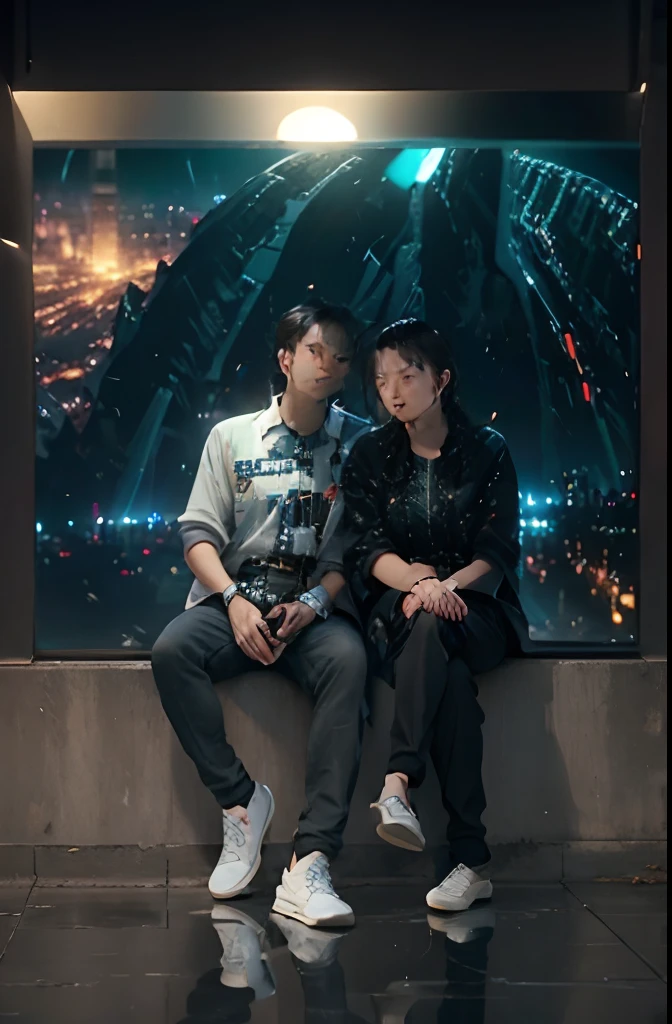 Change the background to night city, 8k, realistic