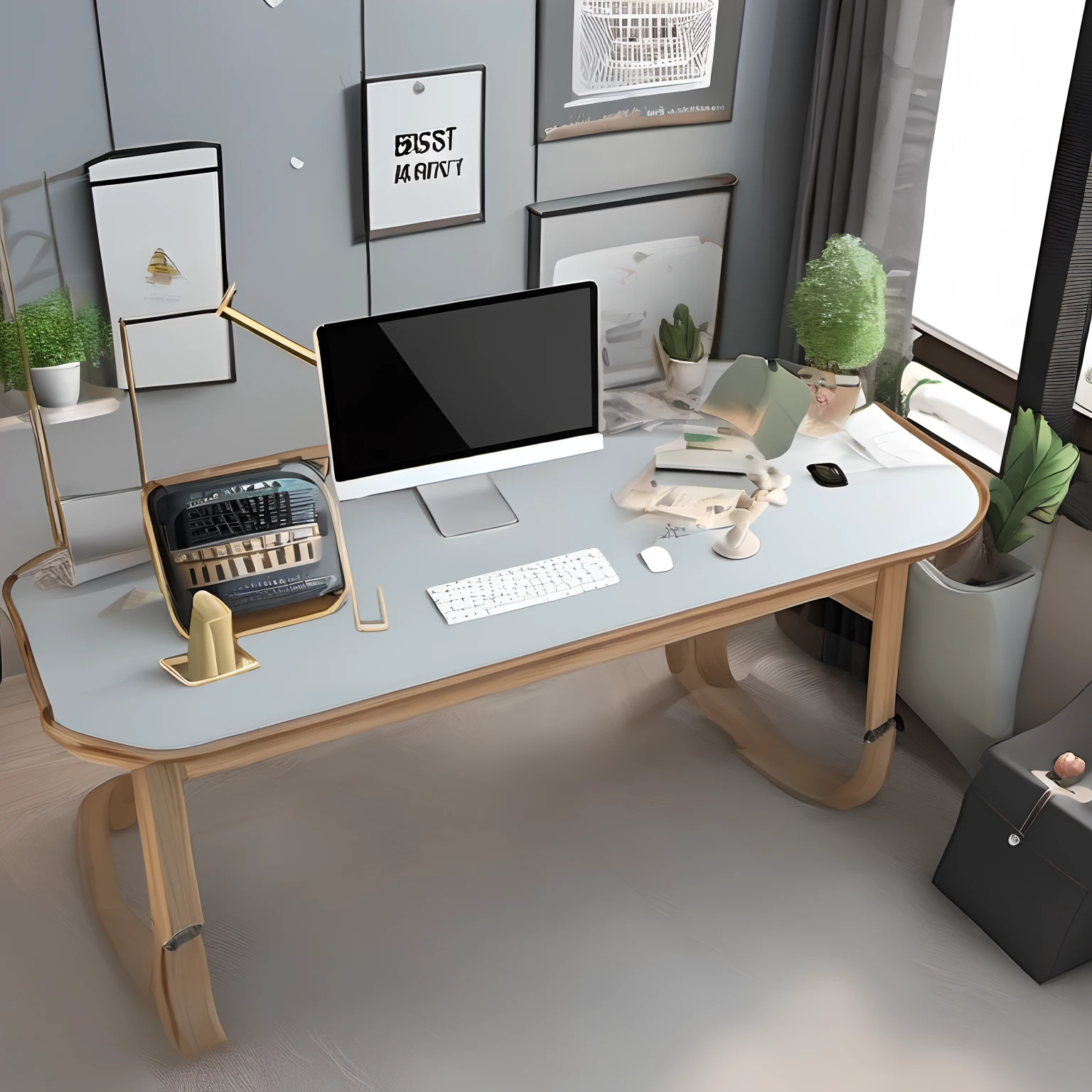 ((best quality)) (( Scharfe Kraft)) computer science office in modern style , ((flache Gipsdecke, Amaze)) , Tisch und Stuhl, Computer , Keramischer Boden,