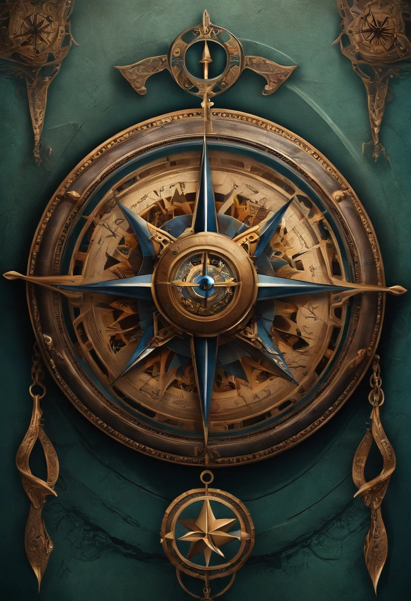 Create a tattoo with a compass and biomechanical elements