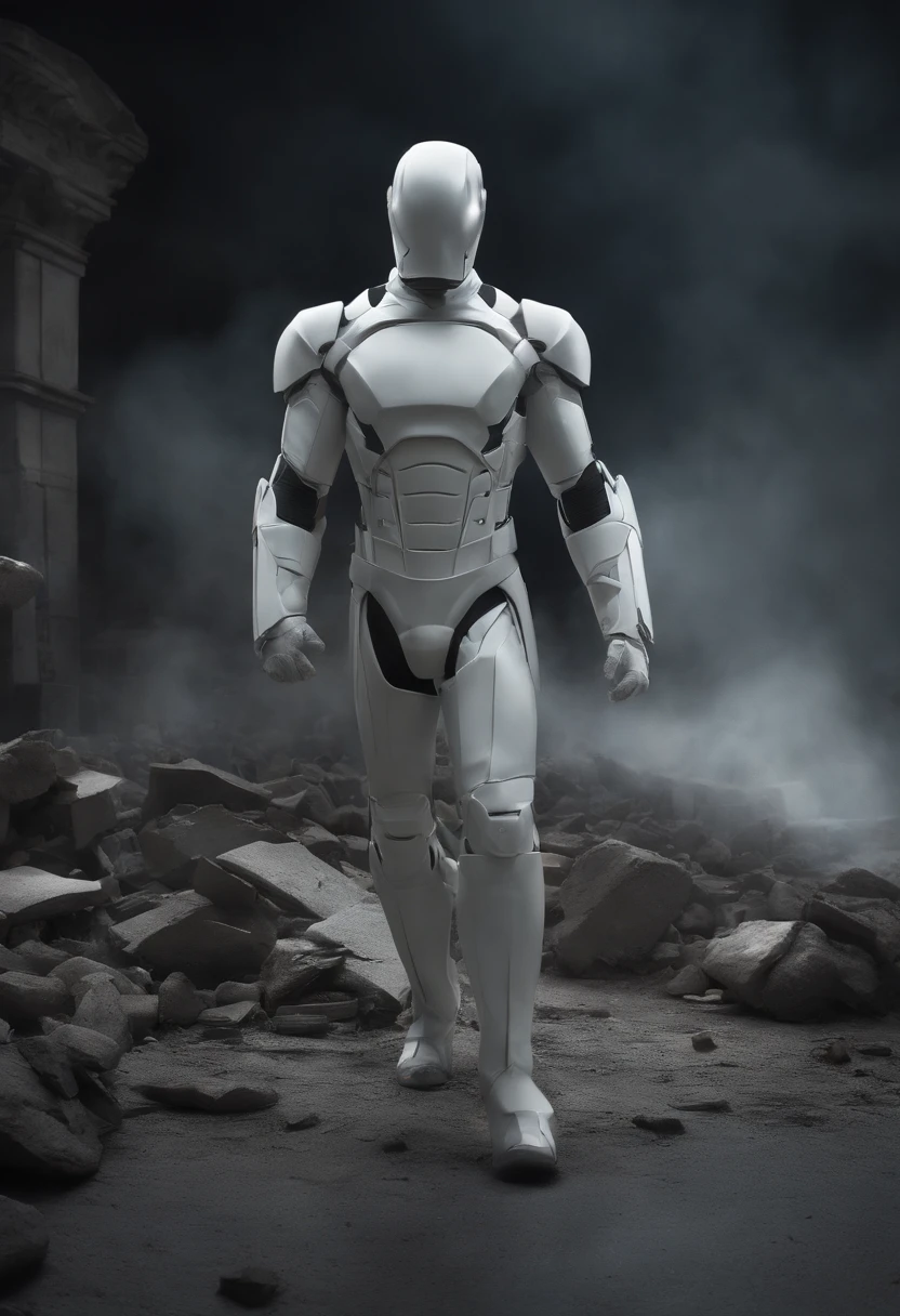 Certainly! Here are some prompts for Stabile Diffusion AI with a 3D render-like description:
"Generate a 3D-rendered scene featuring a superhero dressed in a pristine white suit. The superhero stands in the middle of a desolate street, surrounded by the ruins of a collapsed city, shrouded in a thick veil of smoke and illuminated by scattered, ethereal lights."
"Visualize an otherworldly 3D scene reminiscent of a cinematic masterpiece. Envision a superhero clad in a spotless white outfit, their commanding presence undiminished. They stand resolutely amid the hauntingly beautiful wreckage of a fallen metropolis, cloaked in swirling mist and bathed in the enchanting glow of distant, surreal luminance."
"Create an awe-inspiring 3D tableau where a superhero dons a pristine white attire, becoming a beacon of hope amidst the chaos. This hero stands amidst the hauntingly surreal remains of a city that has crumbled into disarray, the entire scene wrapped in an eerie, captivating mist and illuminated by a mesmerizing dance of distant lights."