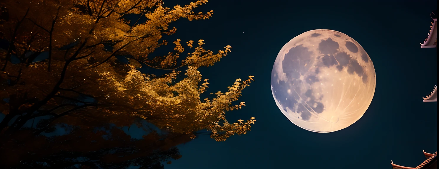 mid-autumn festival,A big moon,natta,Clean skies,There are no characters,no buildings