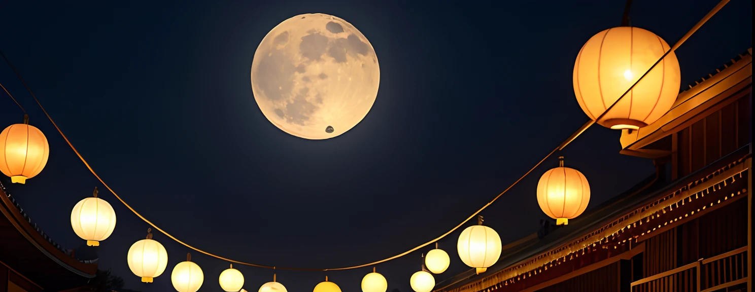 mid-autumn festival，A big moon，natta，Clean skies，There are no characters，no buildings