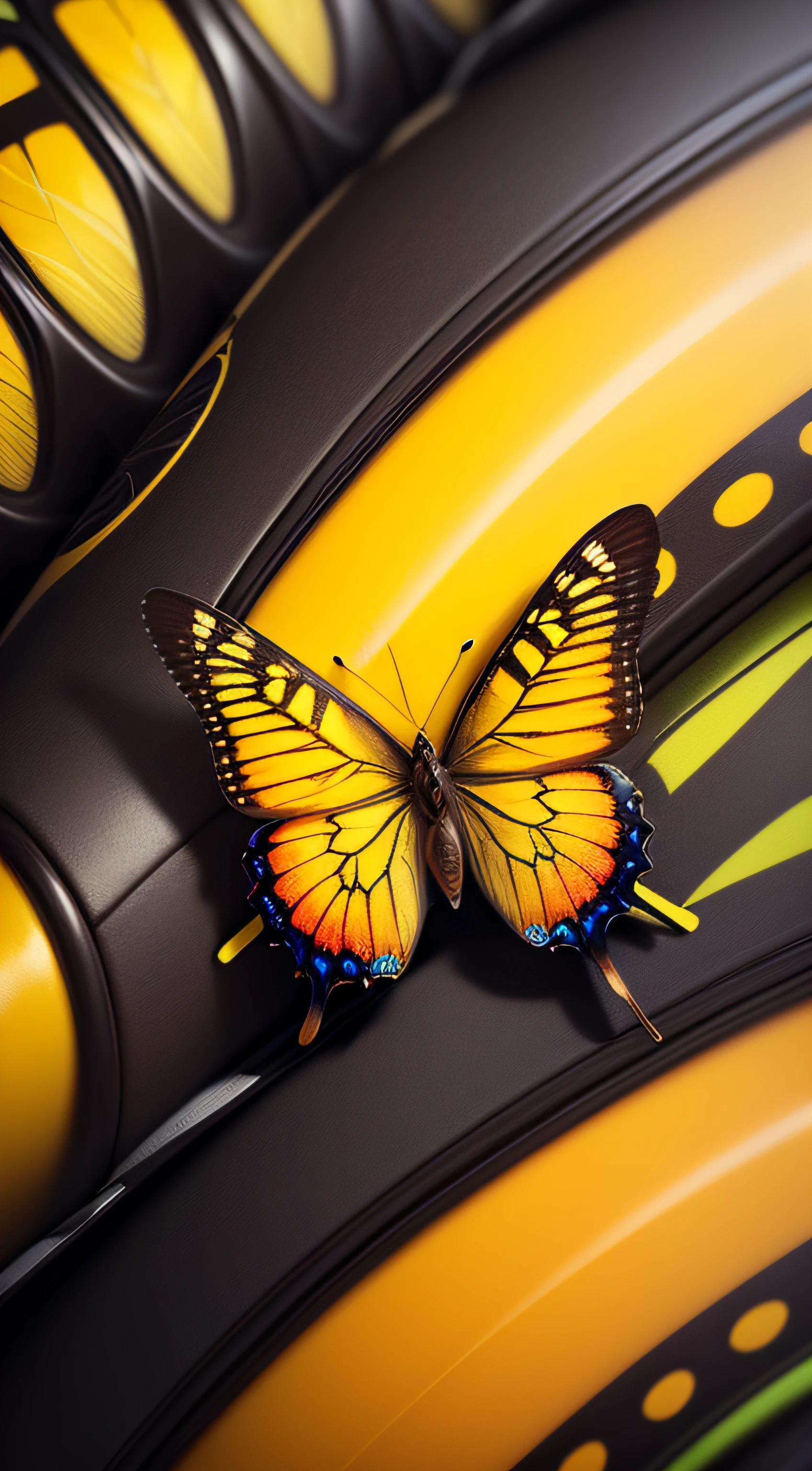 several yellow colorful butterflies, Miki Asai Macro photography, close-up, hyper-detailed, artstation trend, sharp focus, studio photography, intricate details, highly detailed, by Ivan Shishkin