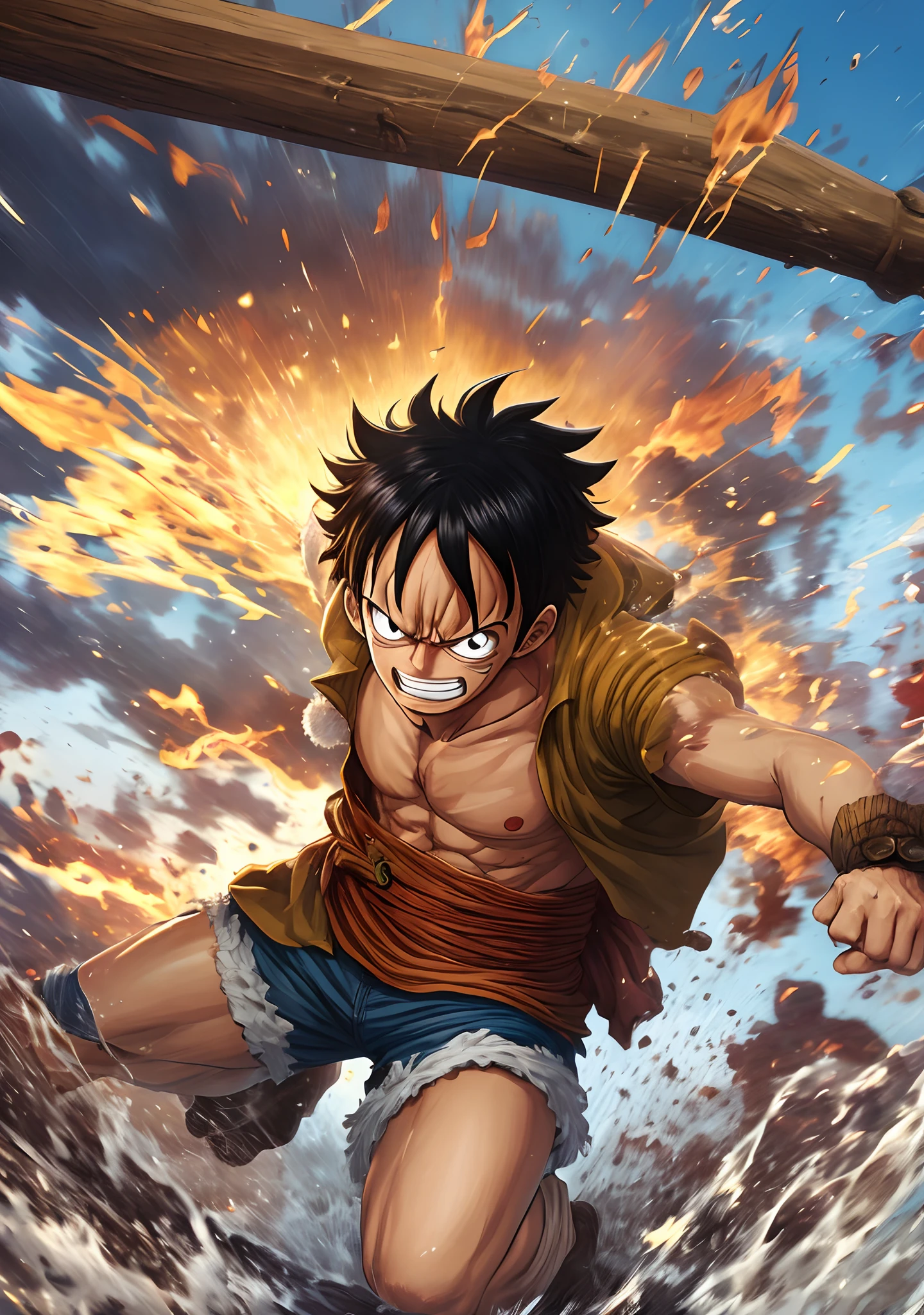 8k image of Luffy from One Piece, the base gear form of Luffy --auto --s2