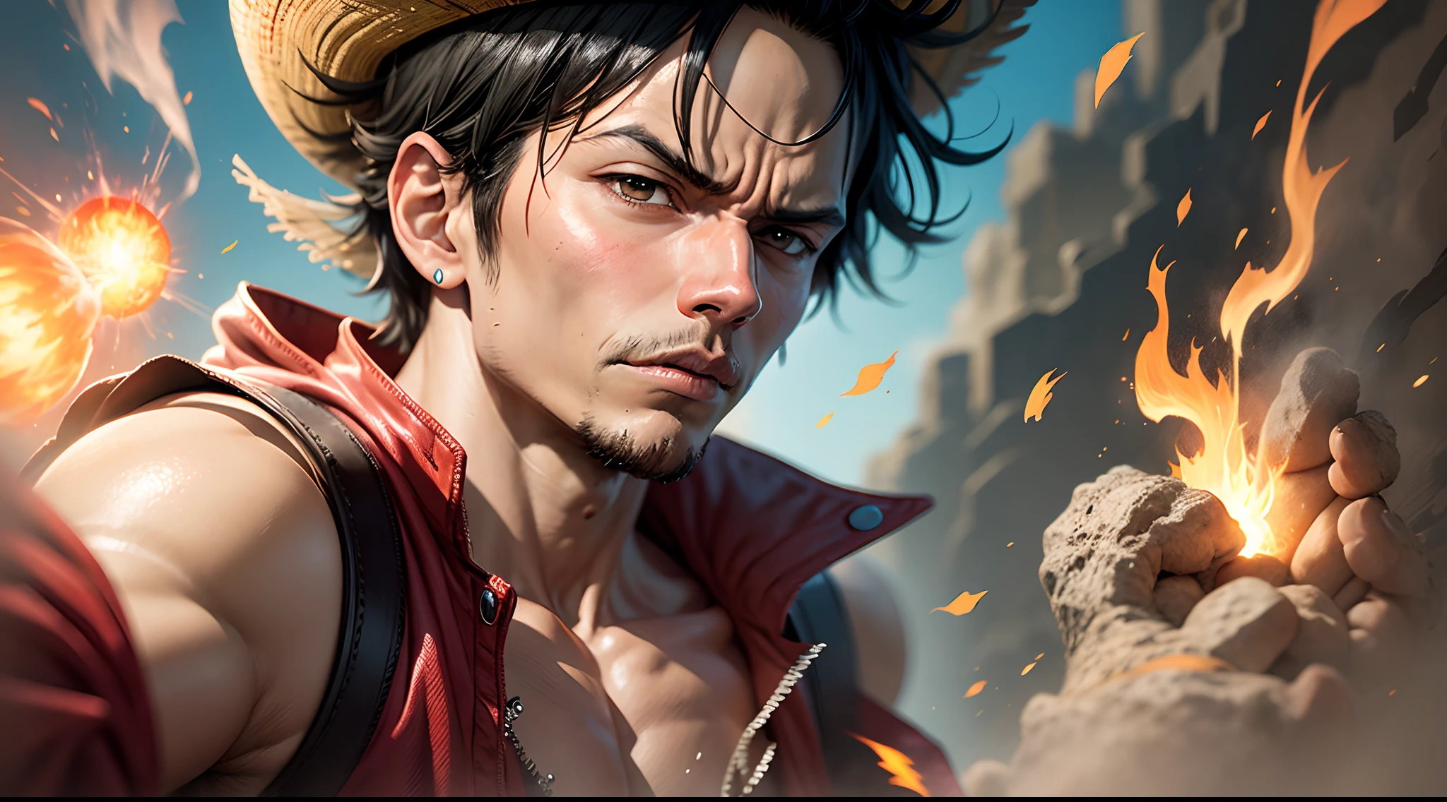 luffy blocking a fireball --auto --s2
