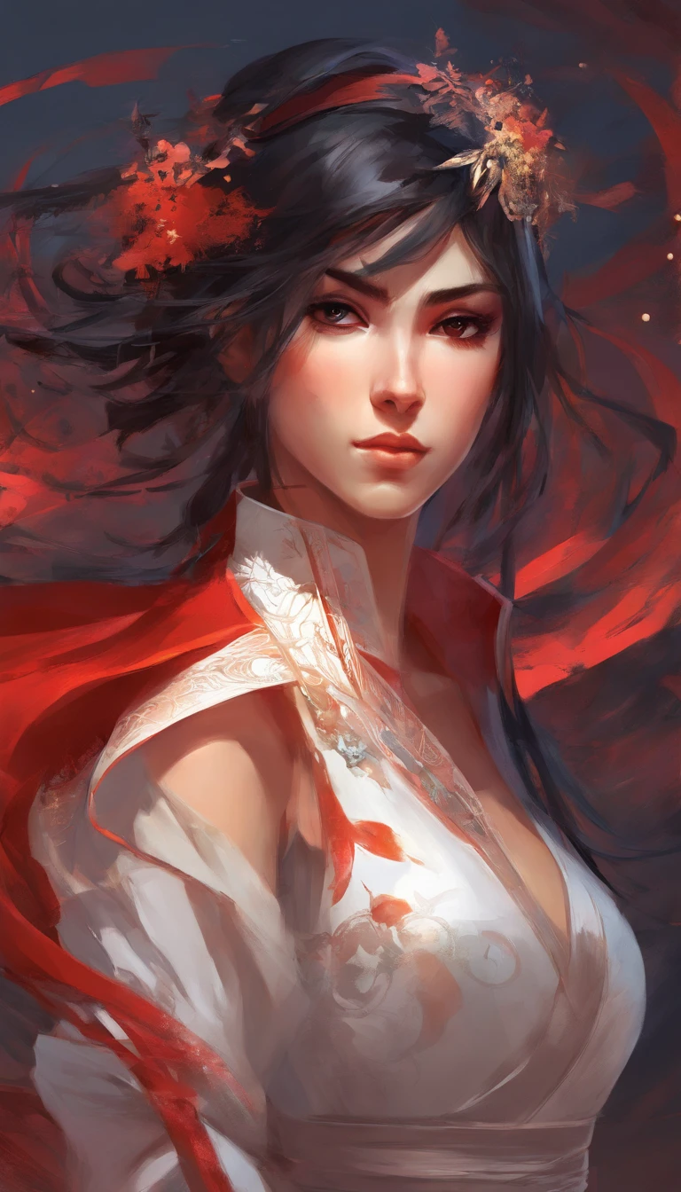 Young Woman in Anime, Wearing a white karate costume, Short black hair in red minor,, Concentrated energy, street fighter, Random Karate Pose, (intricate detailes), nffsw, (intricate detailes, super-fine: 1.2), video, middle,