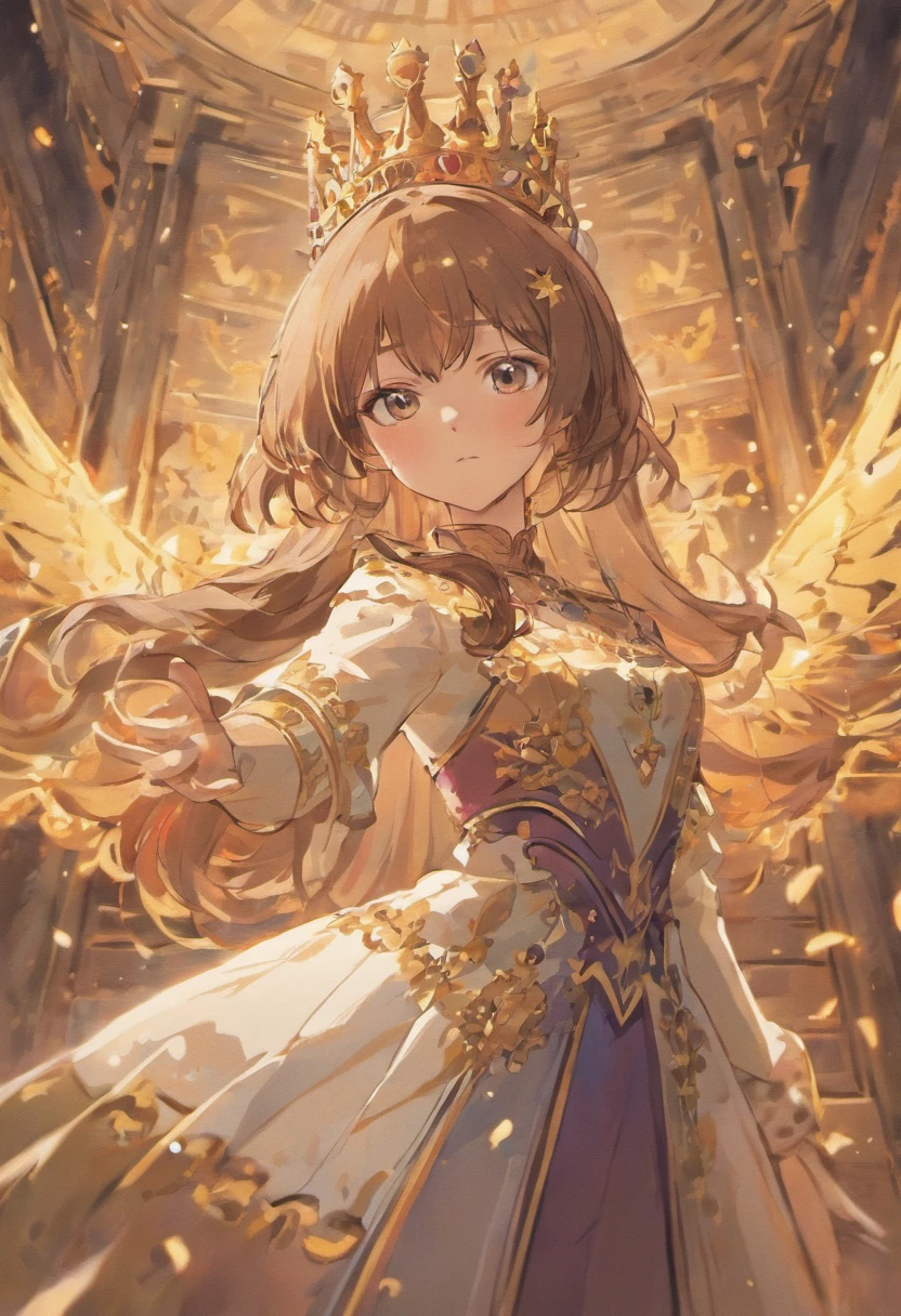 Draw a woman with brown hair and royal princess clothing