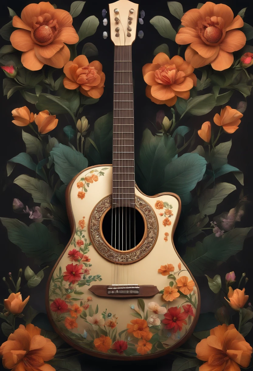 Guitar with flowers
