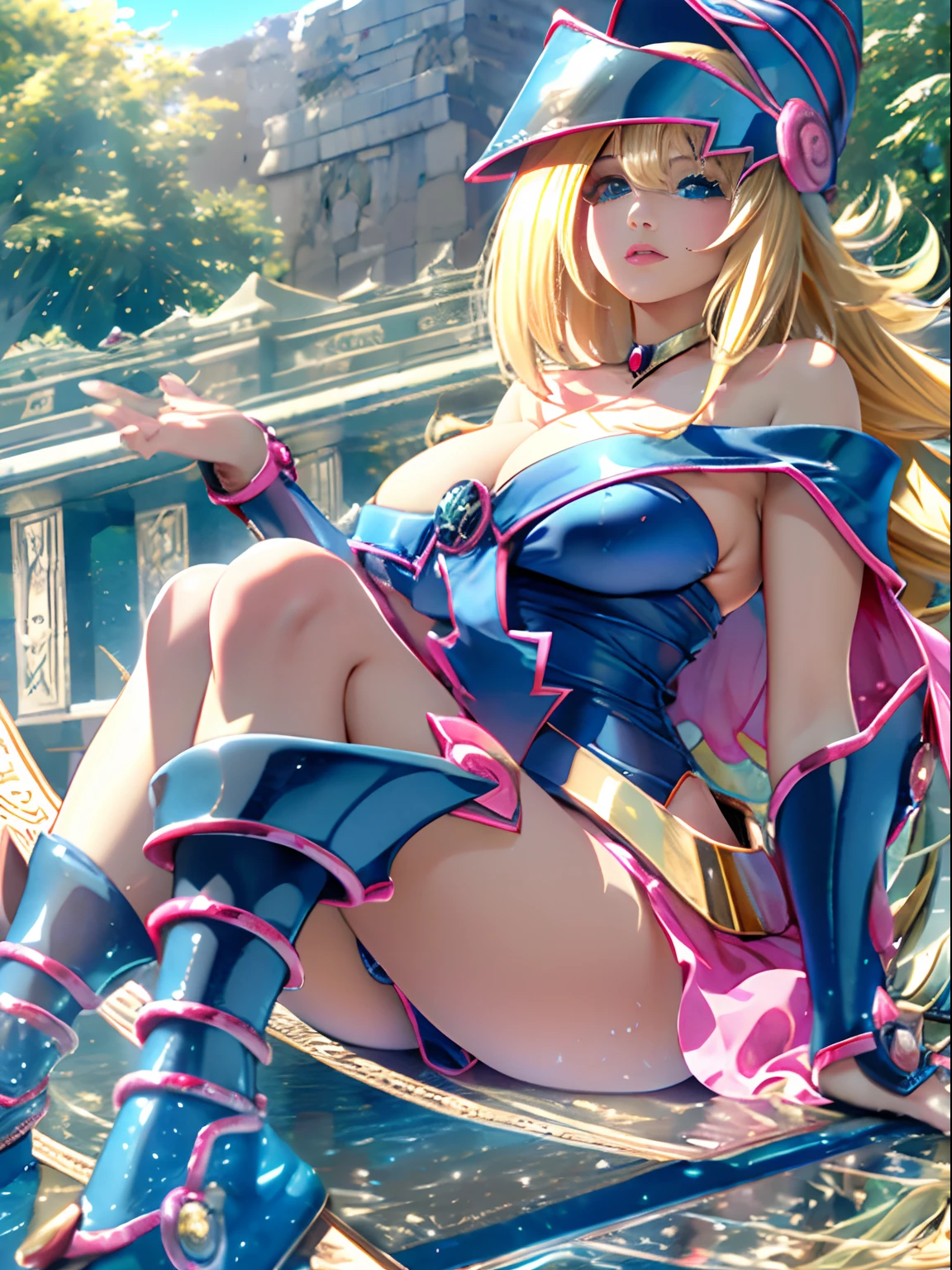 (Enriquecer la imagen,Calidad de nivel de obra maestra)Hermosa obra de arte CG 8K,Postura de diosa,sitting on the river,Ejercicios posturales,delgado y suave,translucent skin,Cabello en polvo de oro、La belleza del cabello extra largo, Super long straight hair,La piel es clara y jugosa,Pechos grandes uniforme de ropa interior serie rosa,Perspectiva Parte 1.2x efecto de silueta mejorado,Exquisite transparent blues pattern in pajamas,Los detalles son intrincados y exquisitos,The background is slightly blurred,Charming and lustful leg seduction,babear,Pechos grandes de copa K,sonrojarse,Japan goddess,Curvas delgadas de cuerpo perfecto,Escena junto al mar,