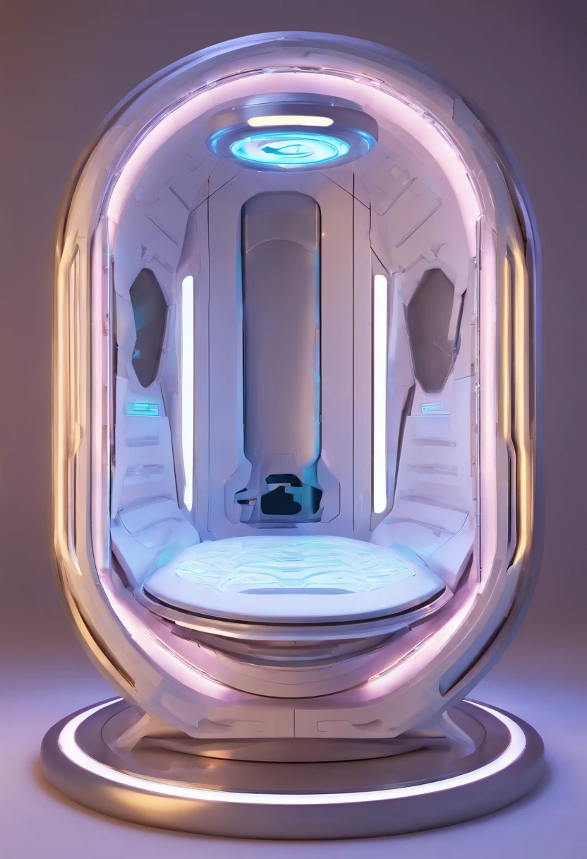 Alien medical bed with quantum holographic system symbology sacred geometry quantum holography forming capsule for the person to lie there to heal