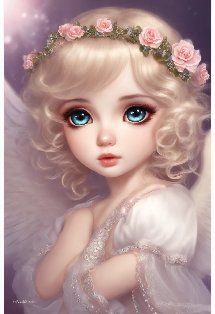 angel, chibi, cute, big eyes,