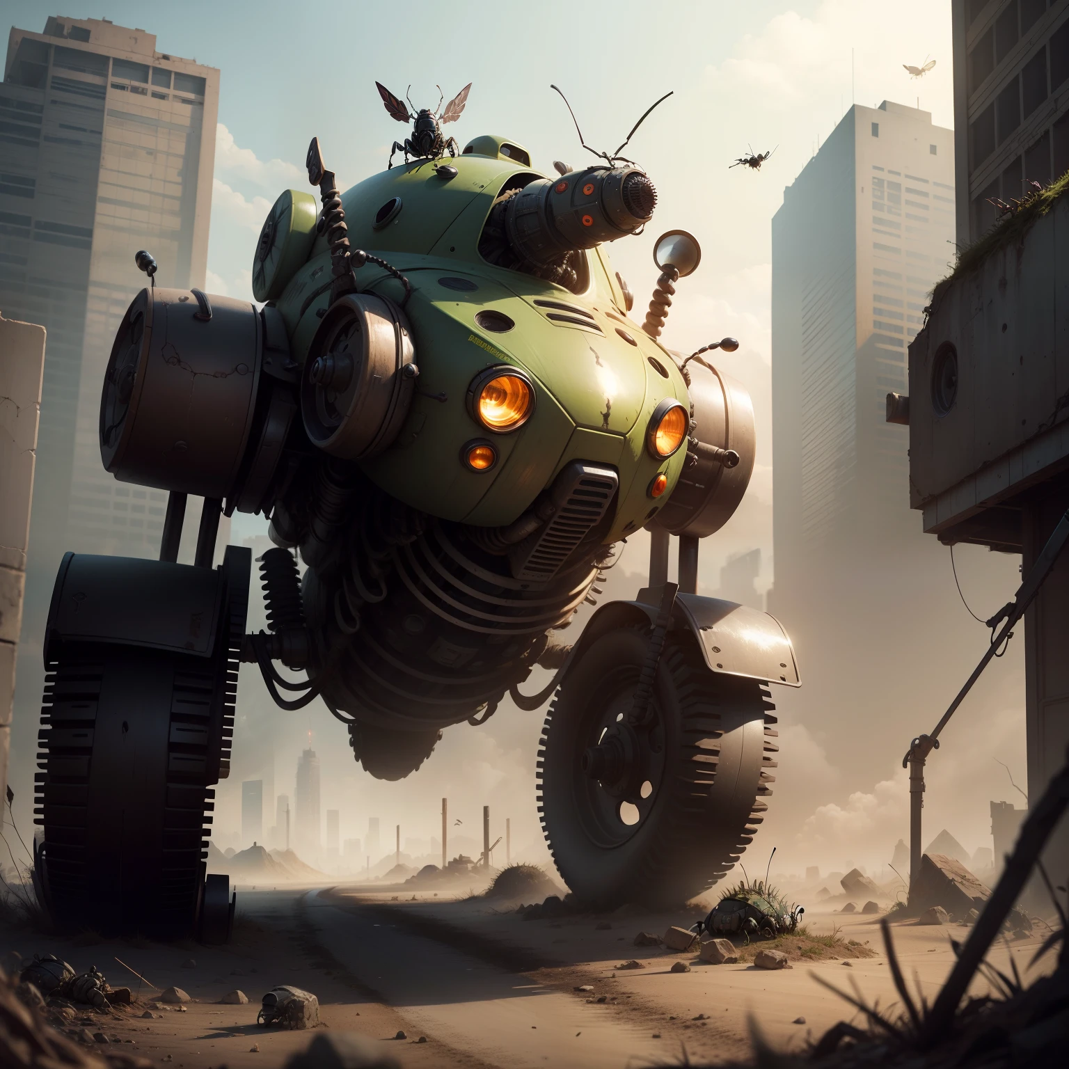 Post-apocalyptic robot beetle insect