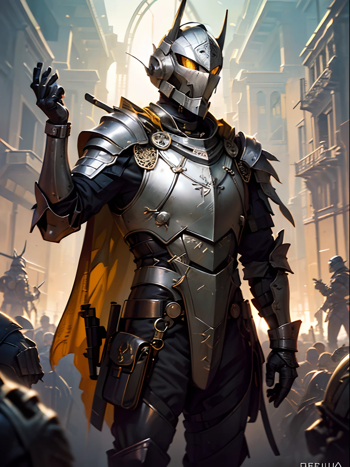 (((Obra-prima))) (((impeccable quality))) (((super detalhado))) (((alta resolução))), Homem de Ferro, Metallic detail, Armadura do Homem de Ferro, Detalhe da armadura, armadura dourado com detalhes vermelhos e pratas, (((pose agressiva))) (((Corpo Inteiro))), (((pose orguulhosa))