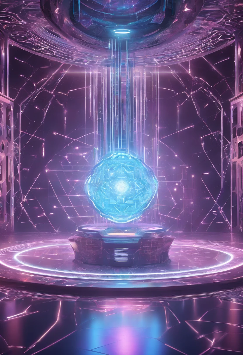 In UHD in 4K Alien regeneration room with symbology of the quantum holographic system, Sacred geometry quantum holography forming capsule for the person to lie there to heal