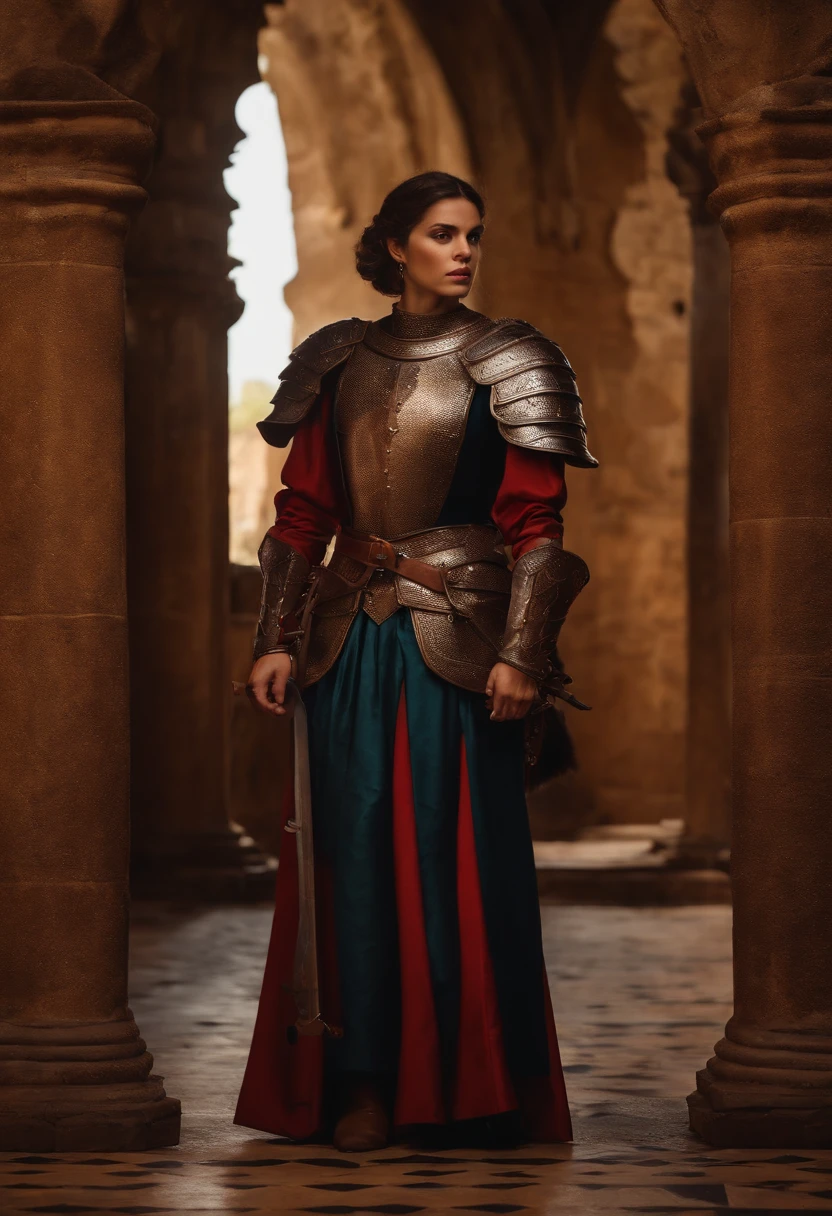 guerreiro espartano, armadura sangrenta, no campo de batalha, standing on her feet, epics, 8k