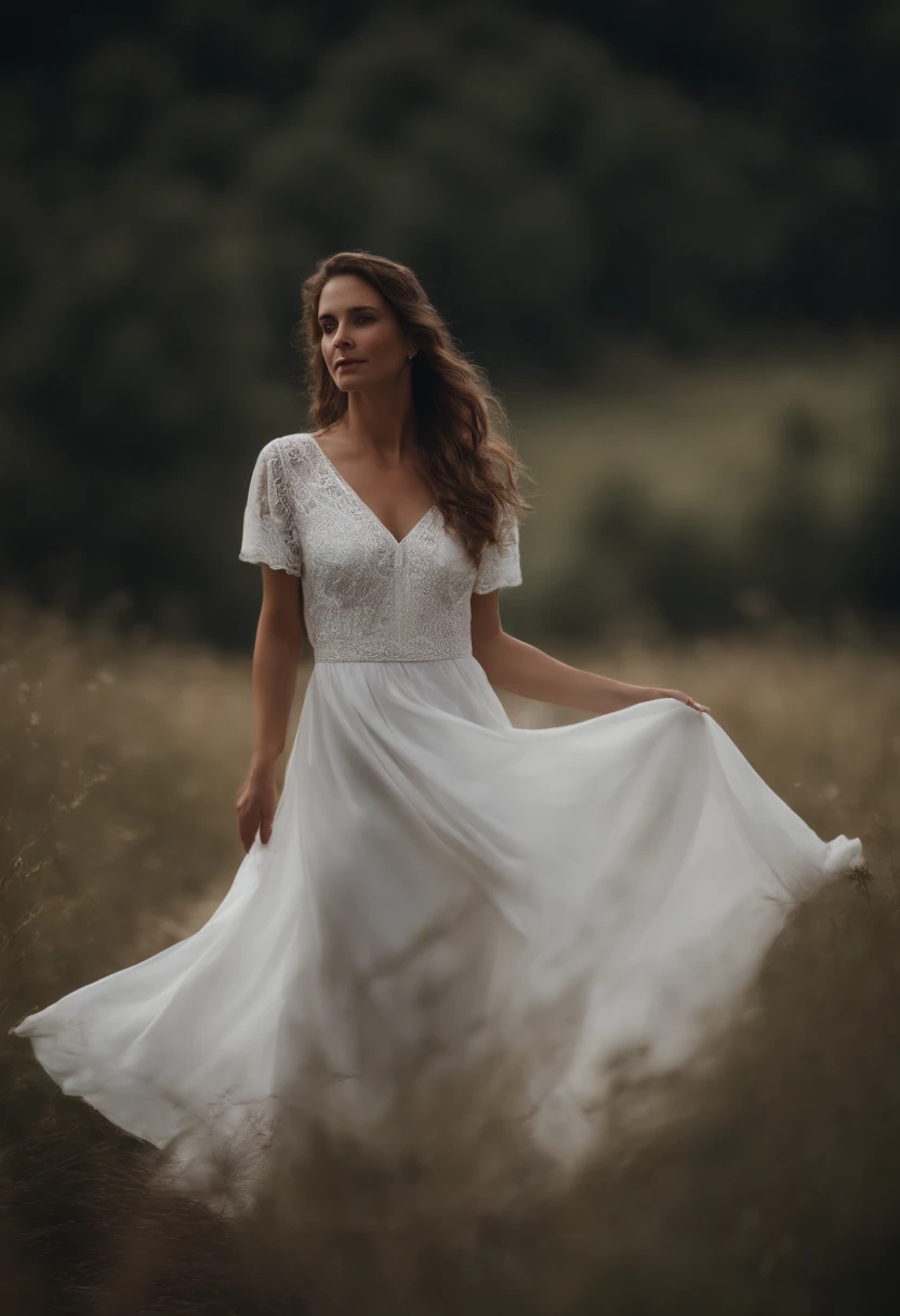 Portrait of a woman in a white dress