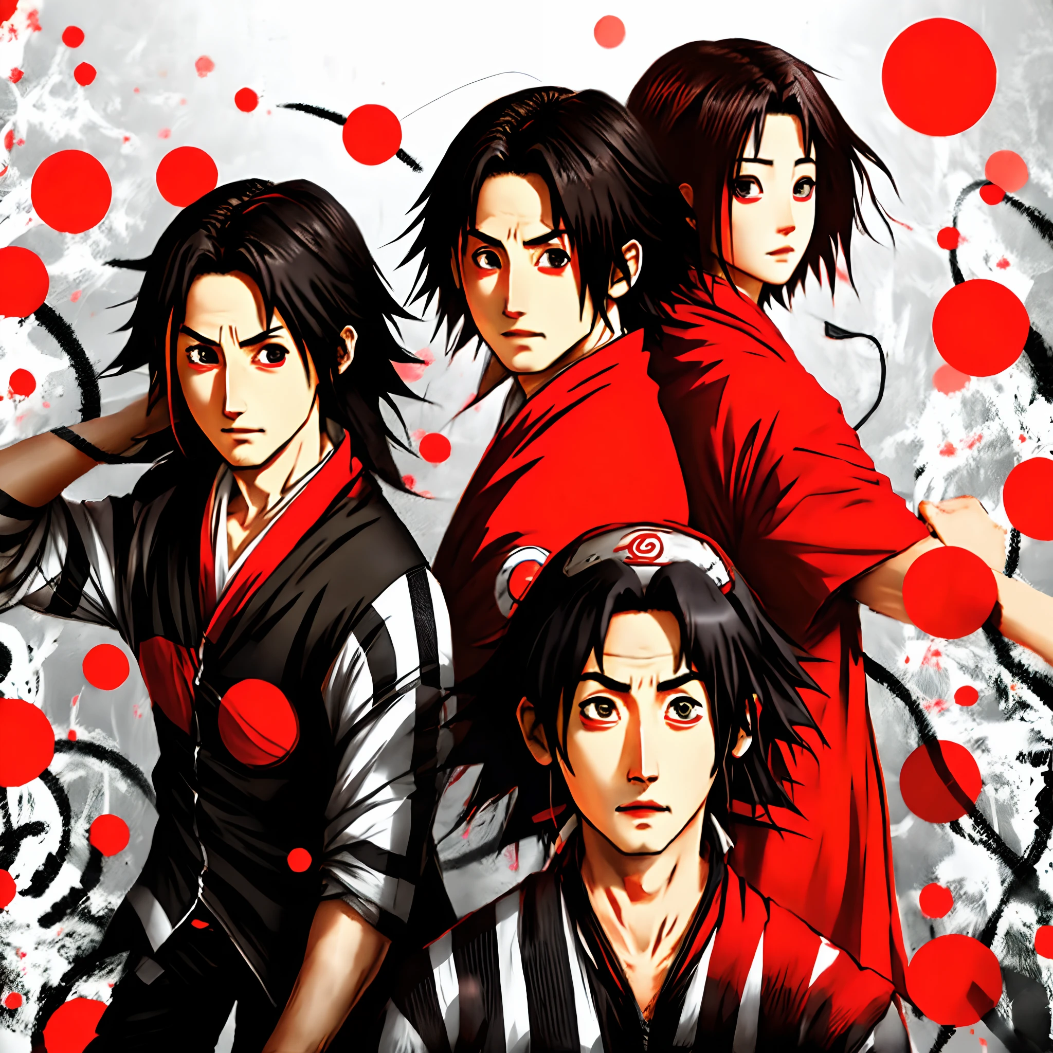 Itachi Uchiha in prisoner clothes, with black and white stripes