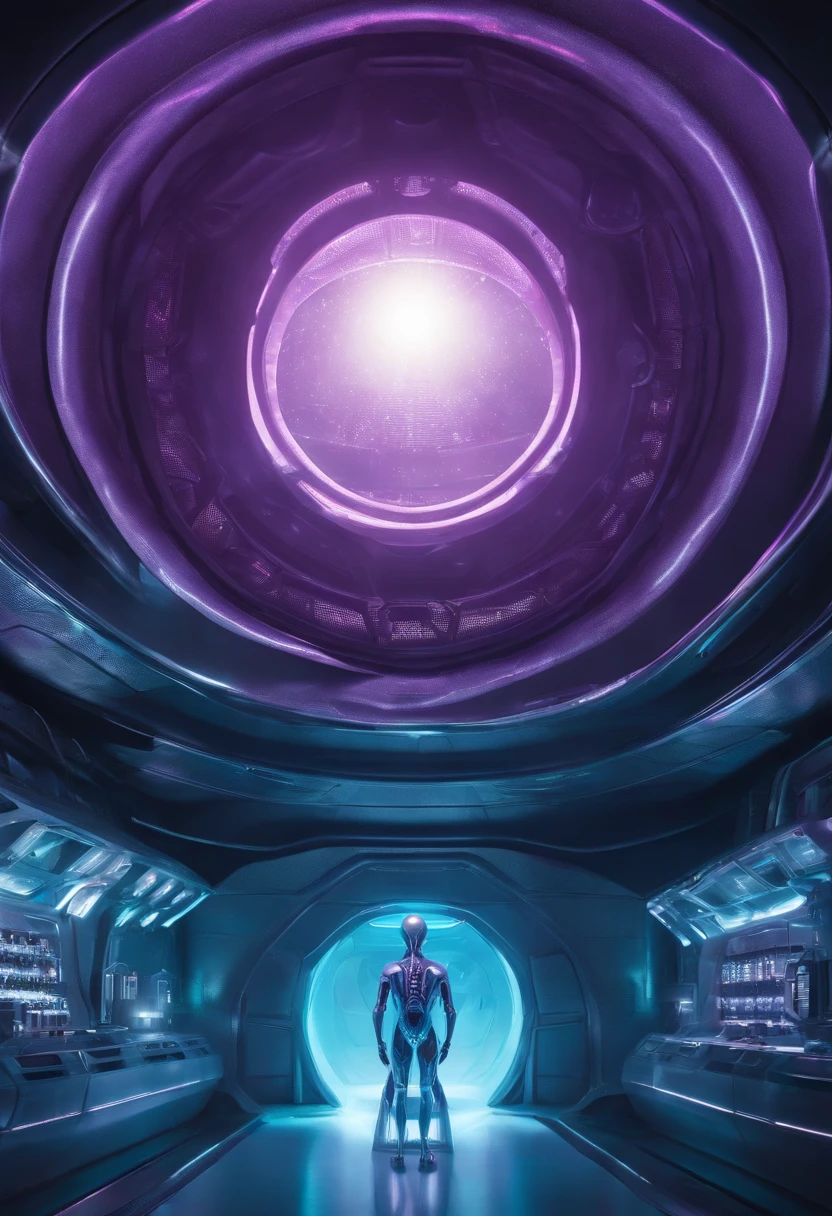 "Alien inside the futuristic alien medical research laboratory, Slender-bodied alien inside alien cell regeneration room, Giant multifaceted eye alien exploring alien hologram, Alien in futuristic alien costume inside the extraterrestrial genetic healing lab, Ete-Grey pink and purple alien in innovative alien environment, alien with telepathic abilities inside the alien medical research center, Curious and affectionate hybrid alien inside the futuristic alien laboratory, alien with multiverse view through the almond pupil inside the healing alien light chamber, Alien with bio-organic appendages on an alien humanoid body at the Alien Science Laboratory, alien with telepathic texture details inside the portrait of a humanoid alien, alien exploring the alien environment with advanced 3D modeling technology, Alien in futuristic costume with surreal lighting effects inside the futuristic alien room, alien with alien cybernetic implants in an alien medical research lab, alien with digitally enhanced alien atmosphere, Blue alien with elongated head inside an alien cell regeneration laboratory."