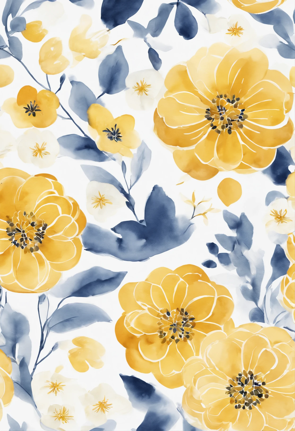 Biological map， Moon cake，Small flowers，white and yellow， Beautiful, 1:1, the watercolor style, Wet process and wet process, mute, Indigo, Fabric design, Flat illustration, highly detailed cleaning, Vector image, Masterpiece, professional, isometry, There is a distance，Bright vector, White background, Dry brush, Brush strokes, Painted on canvas, by J.m.Show on the. Turner. Expressive markers.