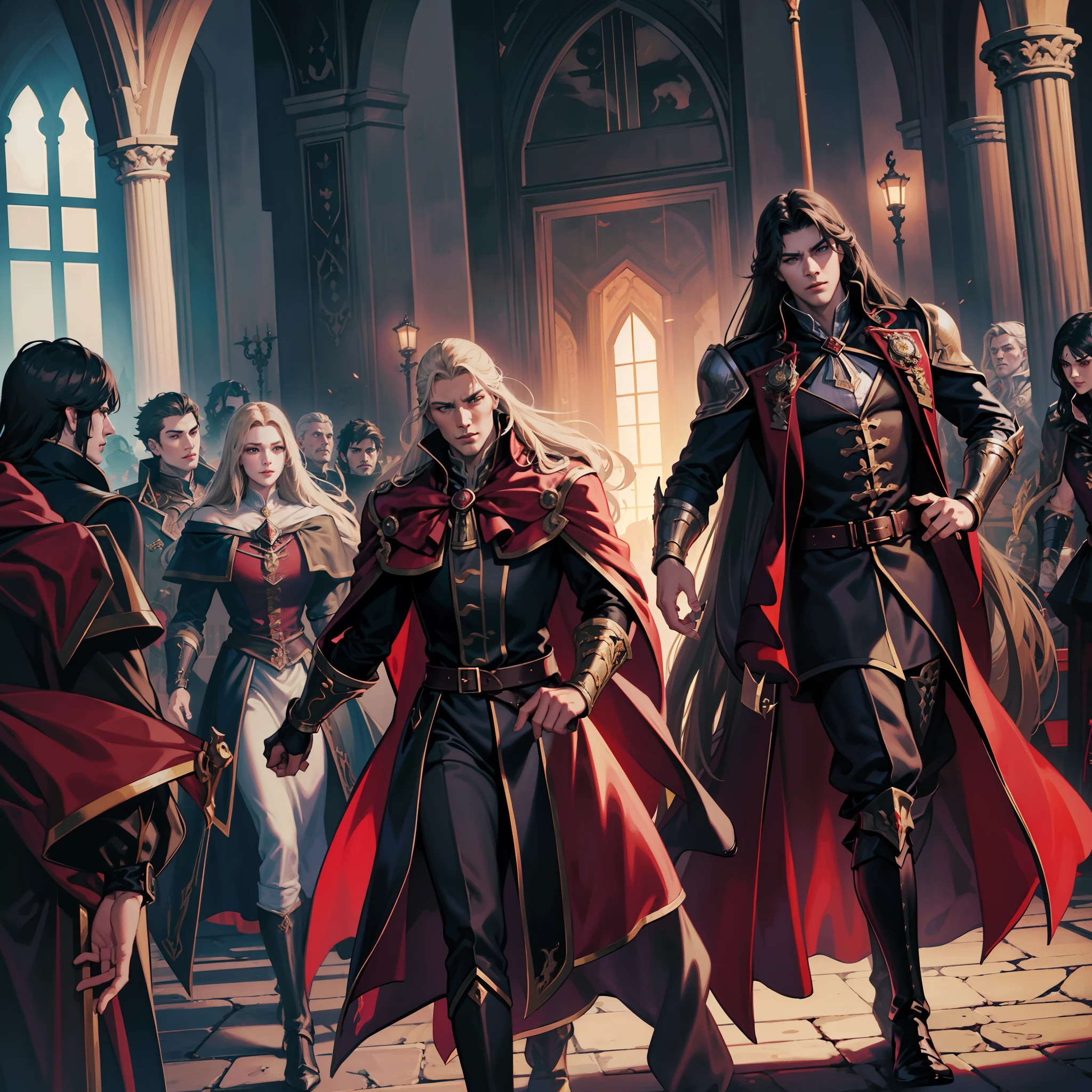 Castlevania Shadow Lord hyper realistic super detailed Dynamic shot masterpiece cinematic scene scenes movie Epic Legendary Lord Dracula leading troops armed with demons in battle hyper realistic super detailed faces
