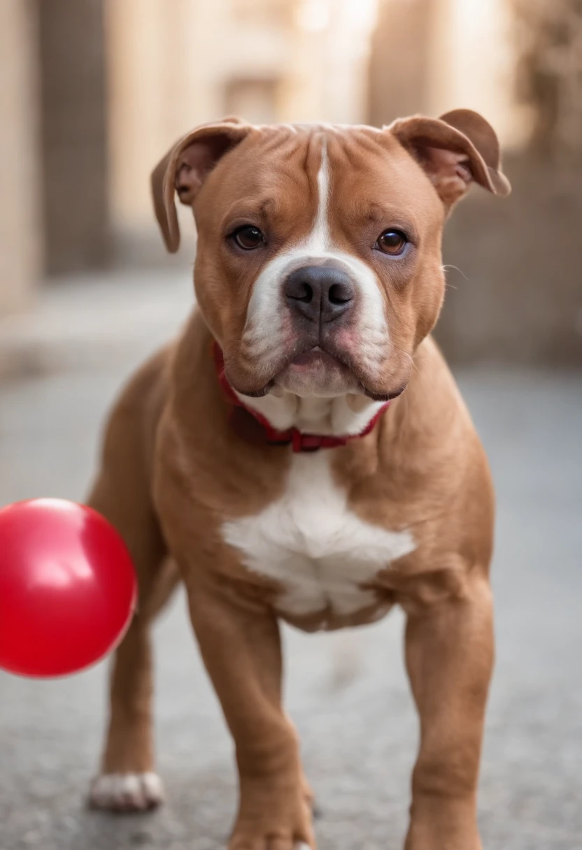 description: Make an animal dog of the breed American Bully micro
Features: I want this dog in a reflection from a window.
scenecy: quero ele em uma cena de terror, and that the dog resembles the clown IT
I want this dog to have a serious expression, holding two red gas balloons.
This dog should have his ears cut off, a cor deve ser marrom claro, bem claro