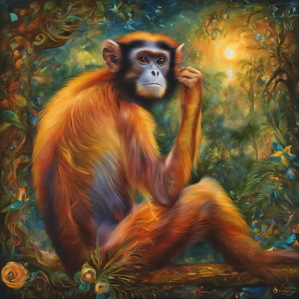 Langur Monkey, Amber, masterpiece, best quality