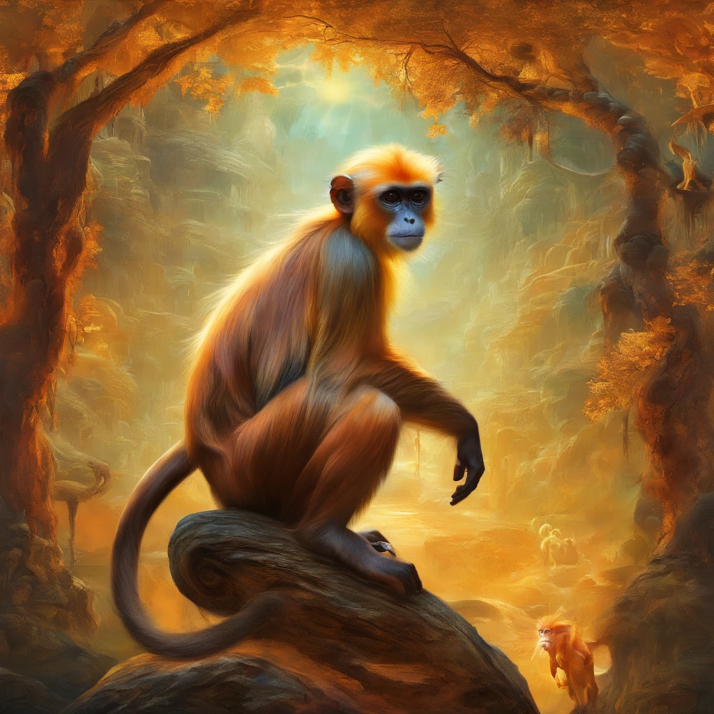 Langur Monkey, Amber, masterpiece, best quality