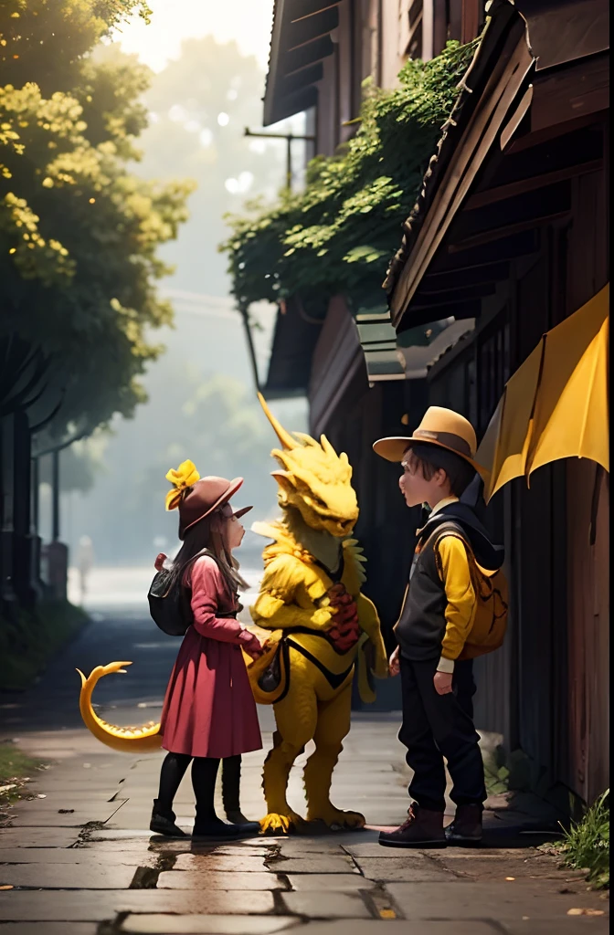A pokemon trainer in the style of the middle ages, with a style similar to that of the lord of the rings. It has to be next to a Chimchar.