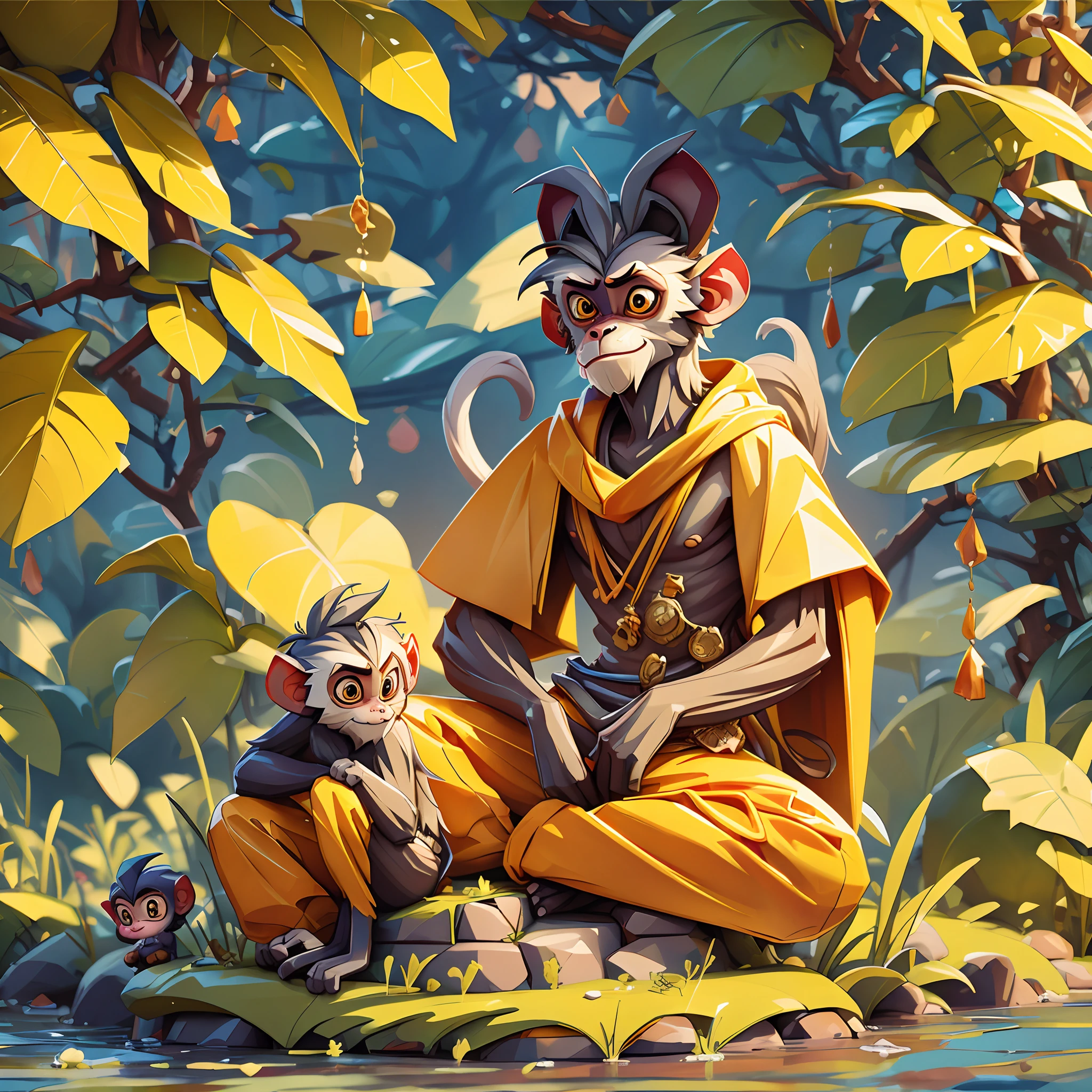 Langur Monkey, Amber, masterpiece, best quality