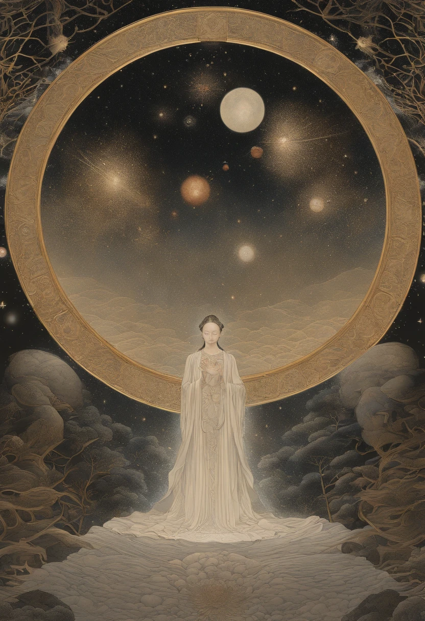 God creating the universe, Piece by Takato Yamamoto, Piece by Alex Gray, Tran Ross, Tiago Jean, ultra realistic, Octane rendering, highly detailed, 8 mil, trending on ArtStation, cosmic, symmetry, master piece