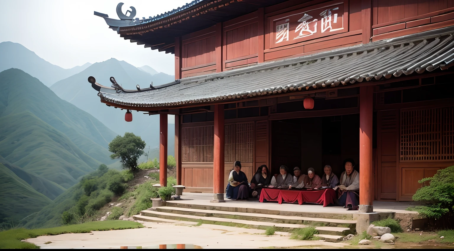 meeting of elders of a small village in the hills of China