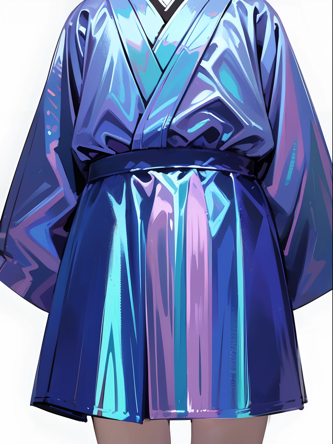1girl Japanese idol cute outfit holographic fabric holographic outfit holographic hair white background