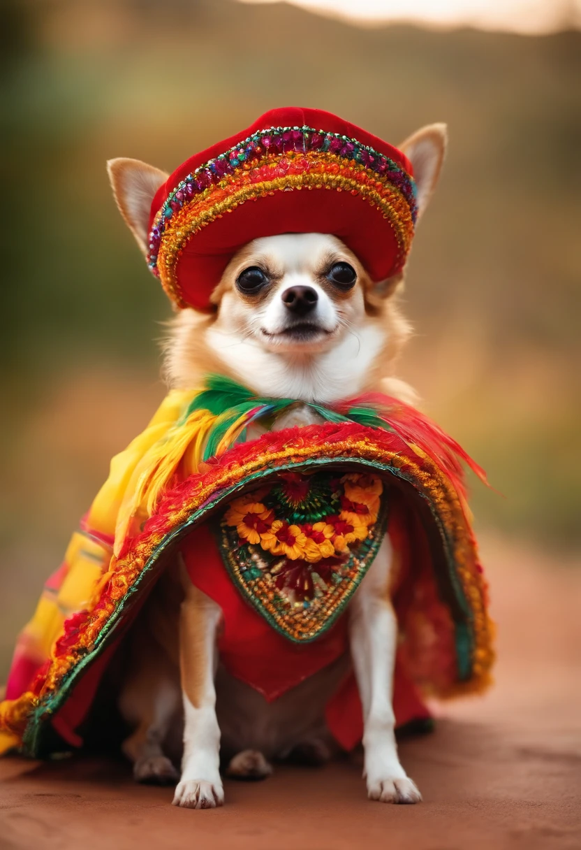 Chihuahua with Mexican hat