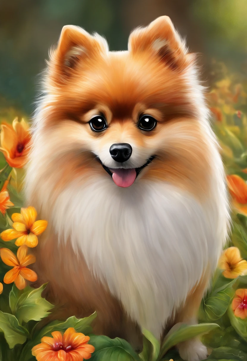 1spitz alemao anao, lulu da pomerania realista estilo pixar disney 3d qualidade 8k