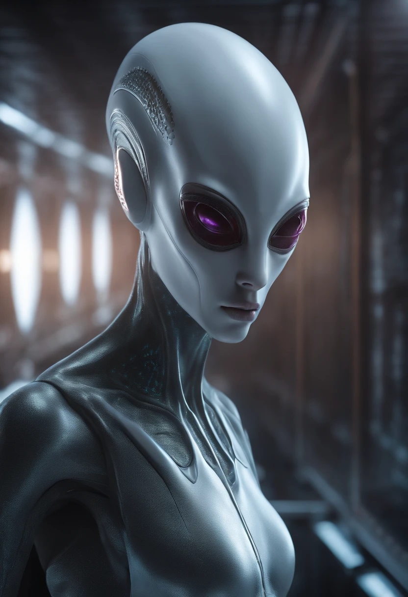 White alien,Full-body photos,high - tech,Laser laser,Delicate picture