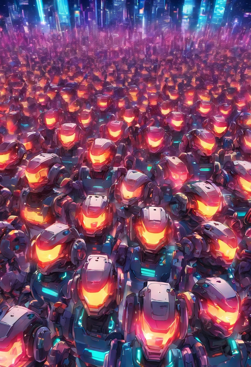 An army of hyper futuristic miniature robots, highly detailed and highly futuristic, highly detailed background, perfect masterpiece, high quality, high resolution