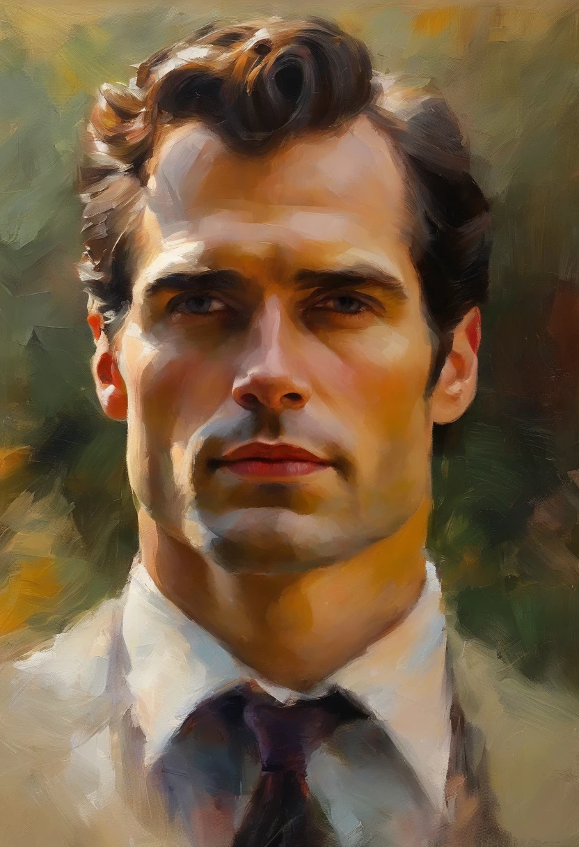 Henry cavill deitado na grama,sem camisa.