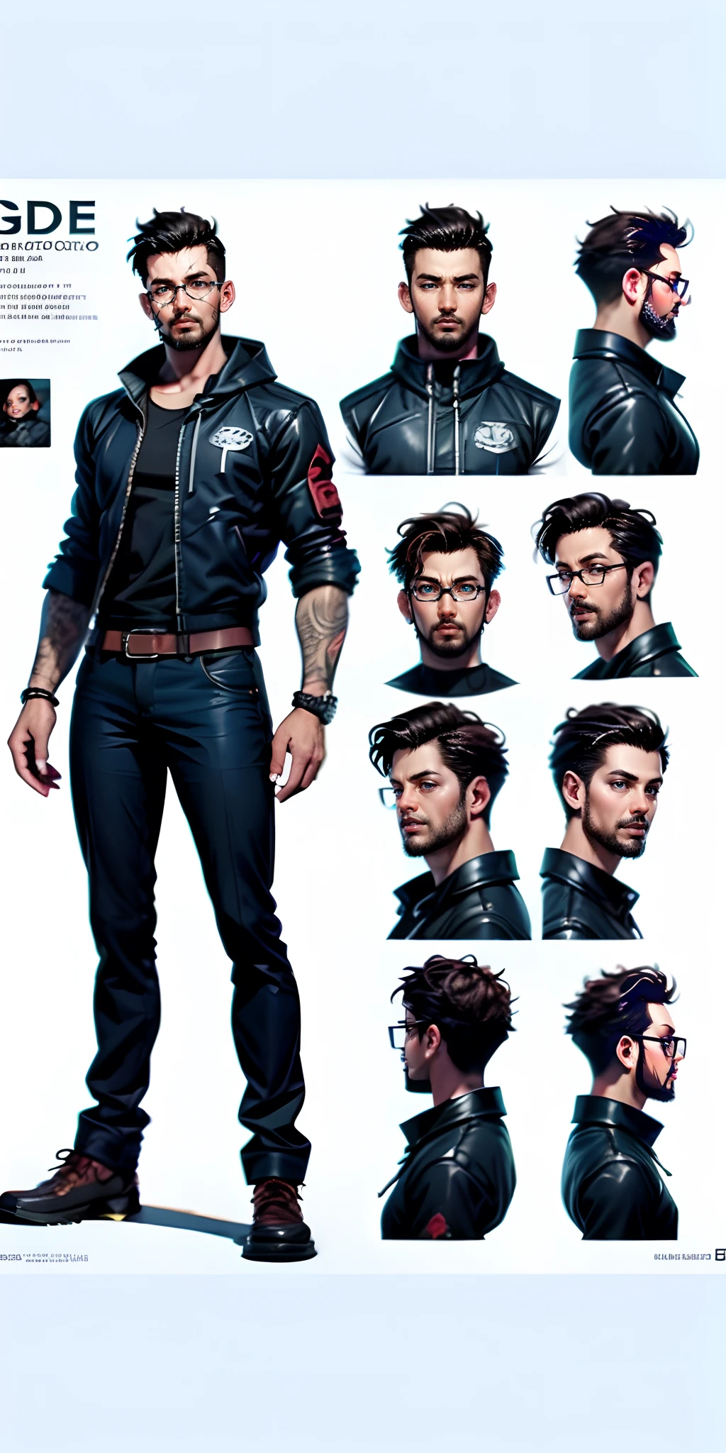 Close-up of people with different hairstyles, highly detailed character design, detailed character art, Ryan Glitter, Concept Artist, male character design, comic character design, human male character art, detailed character design, concept art of single boy, 90's comic character design, character concept reference art, detailed full body concept art, character artwork