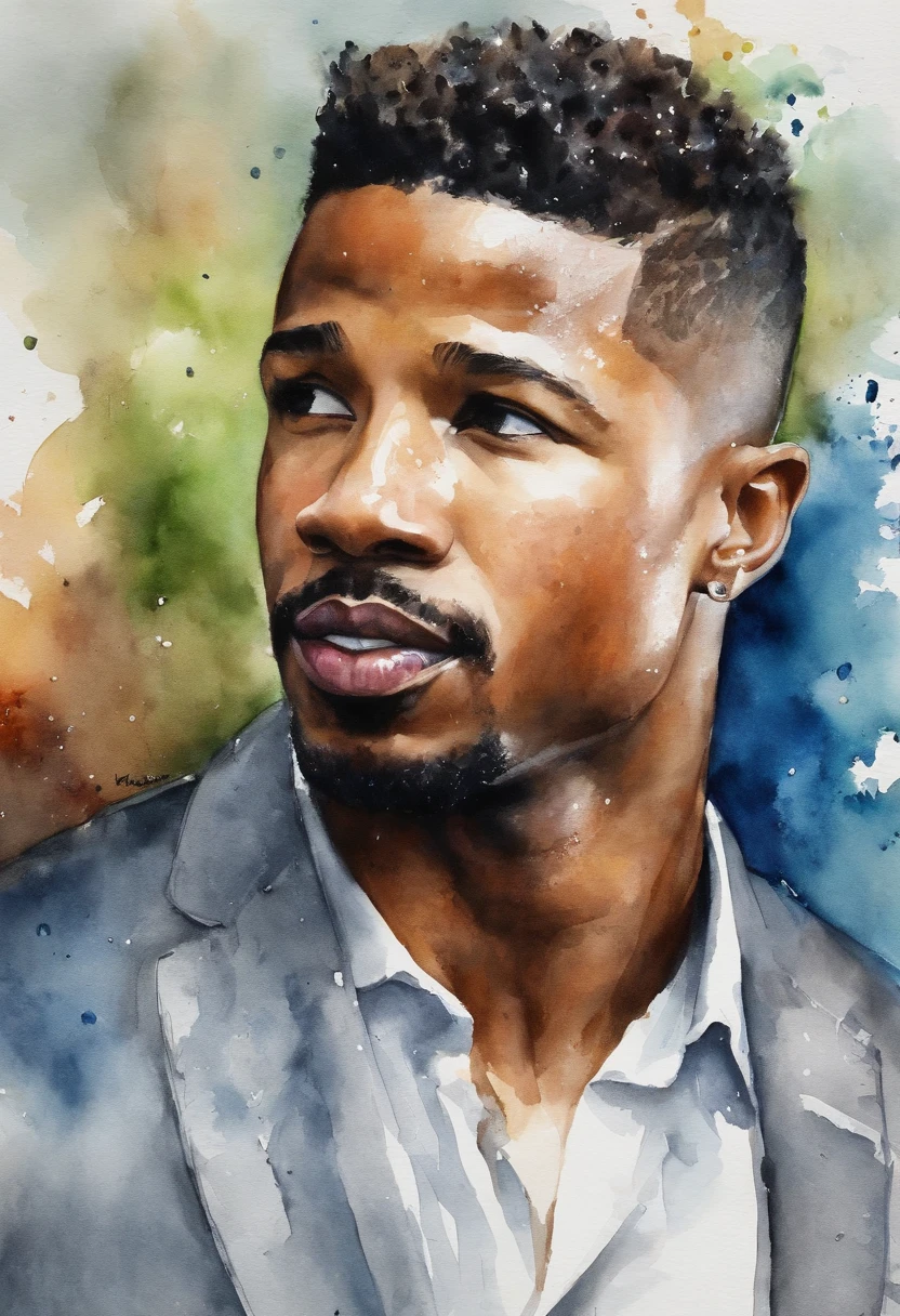 Michael b Jordan pelado sem roupas, músculoso, tomando banho na chuva