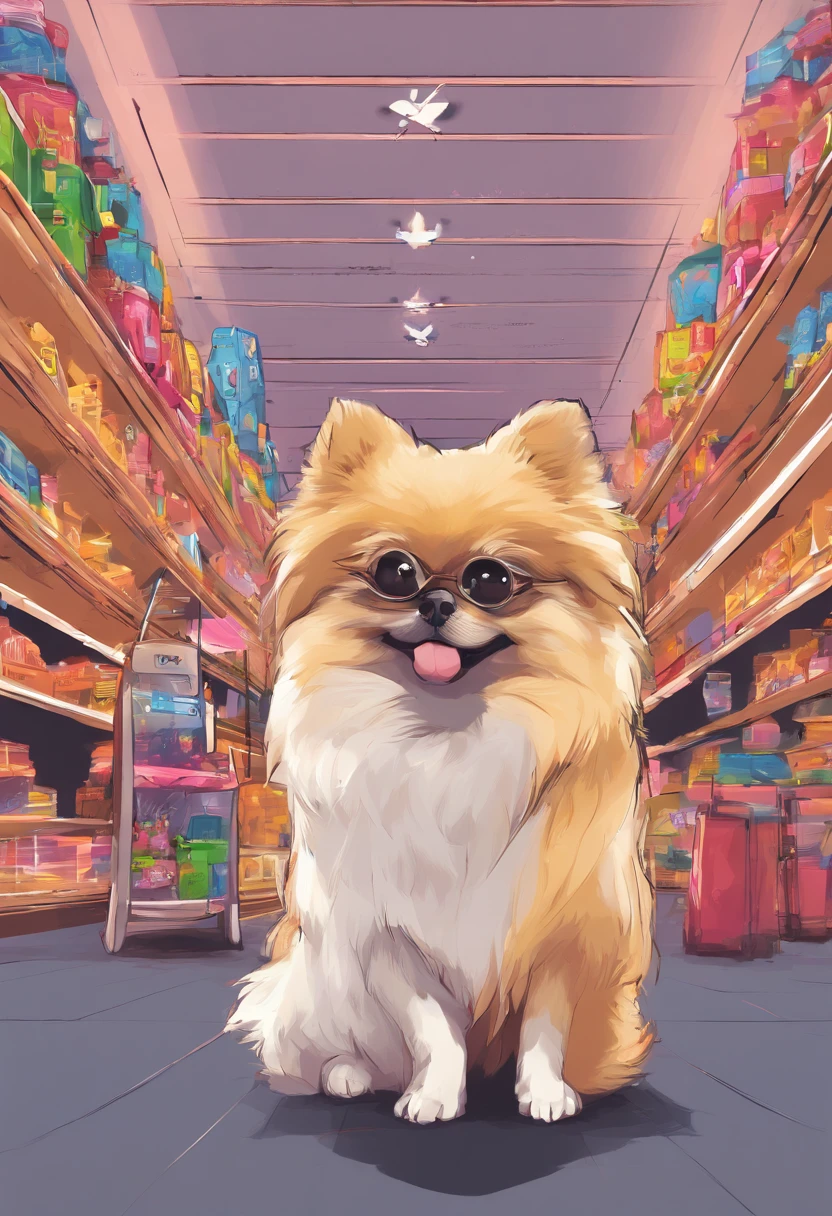 filhote spitz alemao anao ,lulu da pomerania fofo no shopping com iphone