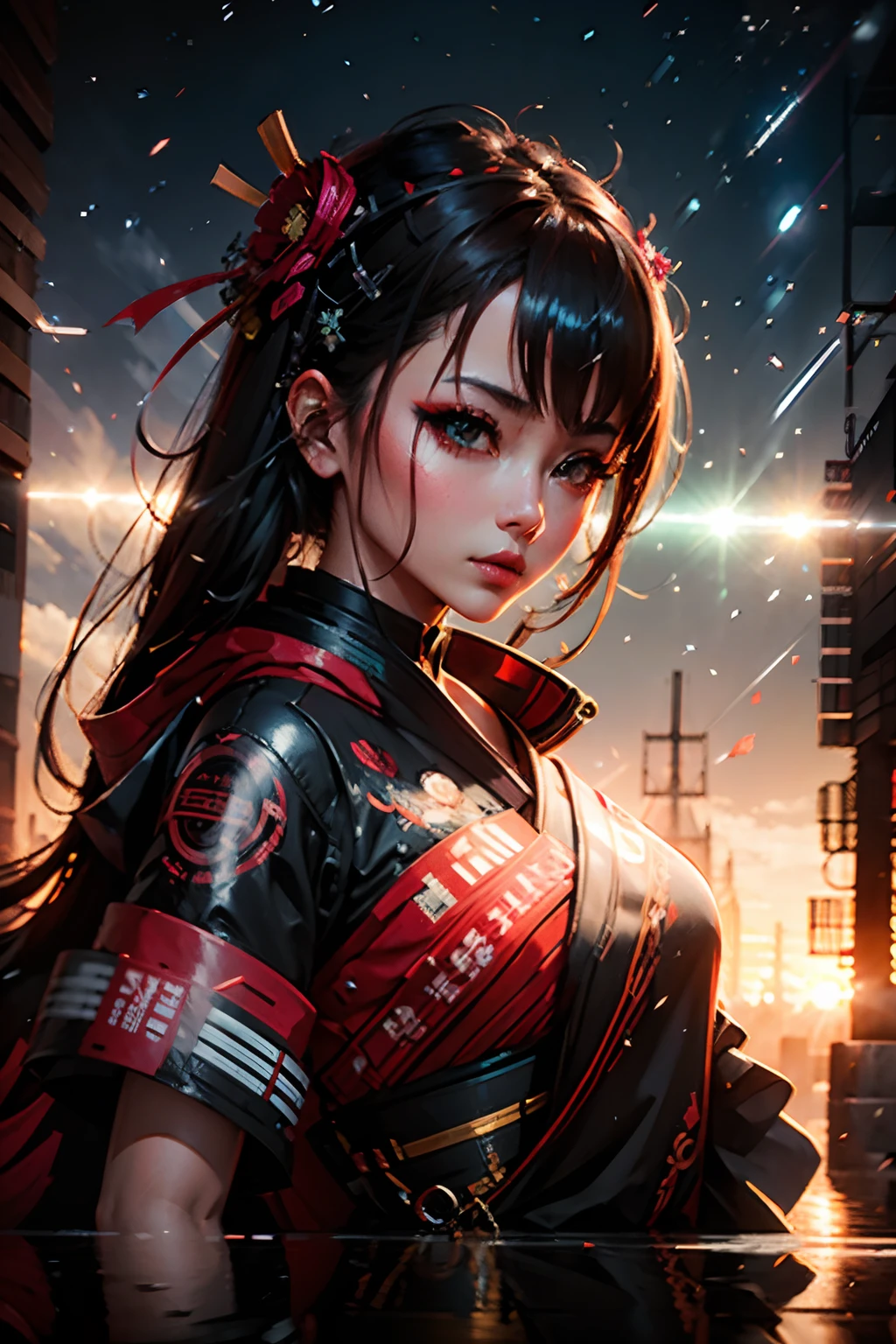 Beauty cyberpunk geisha by Anna Dittmann in kodak portrait 400 PHOTOGRAPH CANON MARK III (SHARPNESS f/8 AND SHUTTER SPEED 1/8000 ISO 100