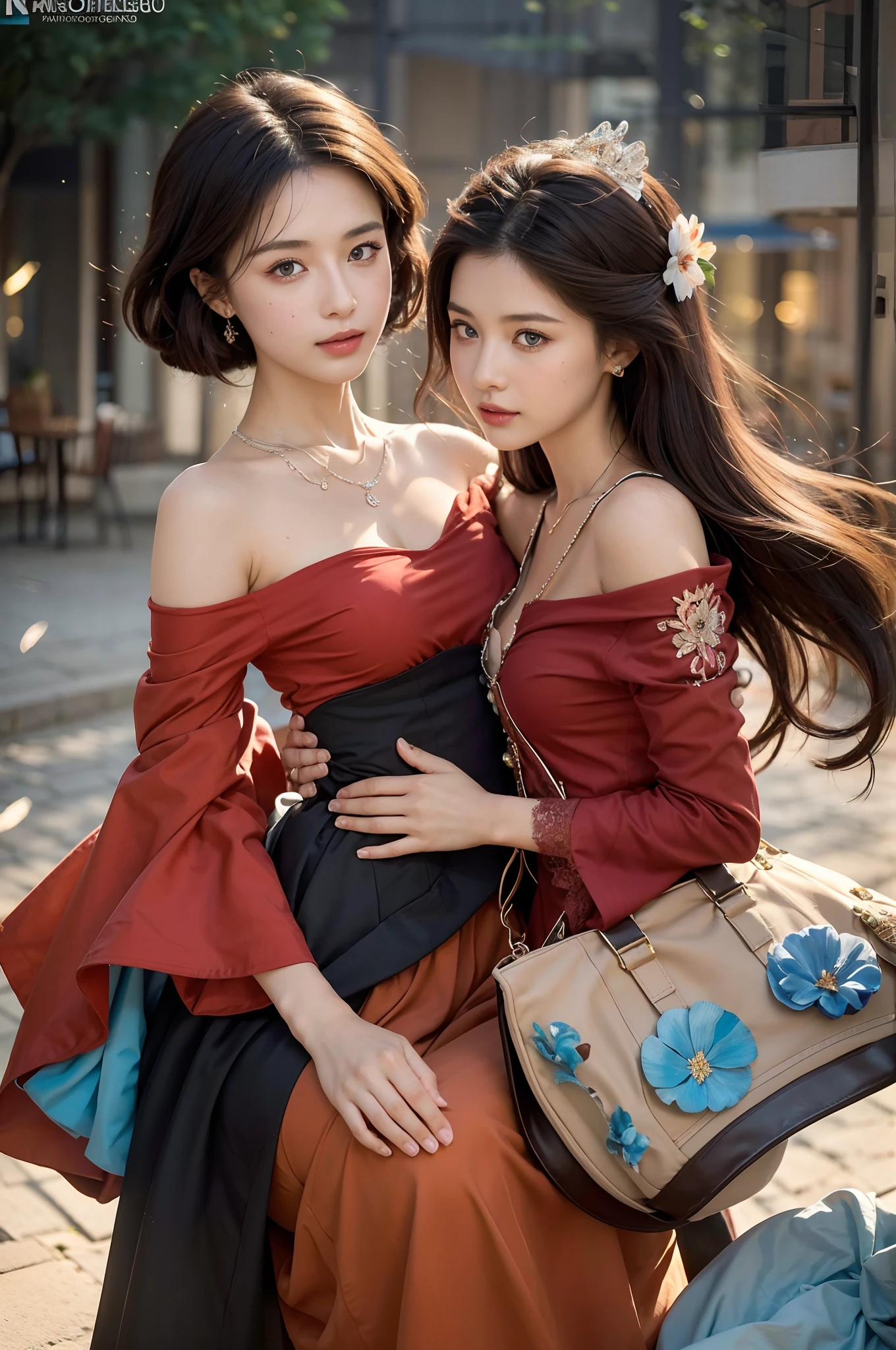 primitive,, (((Two girls,duo,caressing the))),Nikon Z 85mm, award-winning glamorous photography,((Best quality)), ((Masterpiece)), ((Realistic)), 18th century, Vintage image, Beautiful French woman wears, Lace dress, Wearing a crown, 25 years, (Long brown hair), Brown eyes, (Large breasts), Sitting outside a café in Paris, Eiffel tower in the background, small, ((Small breasts)), Innocent, Flower pedal in the air,  ((freckle)), Intricate details, Highly detailed, Sharp focus, professional, 4K, spring flowers blooming, divine rays, Hand model, stunning blue eyes, small, Delicate, Innocent, high resolution, Detailed facial features, High detail, Sharp focus, smooth, Aesthetic, Extremely detailed, photore_\(Supergianthugebreasts\), Photorealistic, Realistic, Post-processing, Maximum detail, Roughness, Real life, Ultra photo realsisim, Photorealism, Photography, 8K  UHD, Photography, light SEMI-SILHOUETTE, russian face