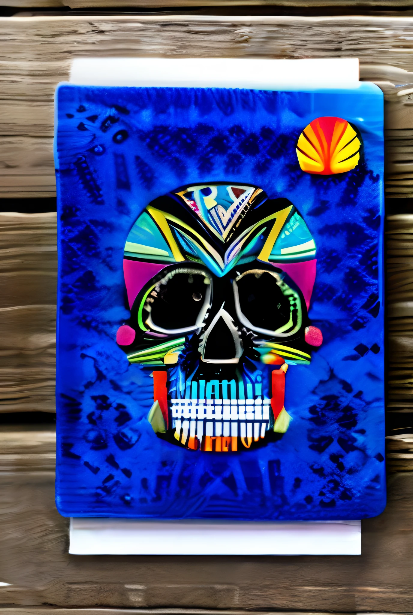 A Mastercard credit card based in a Mexican skull, based in a white plastic,