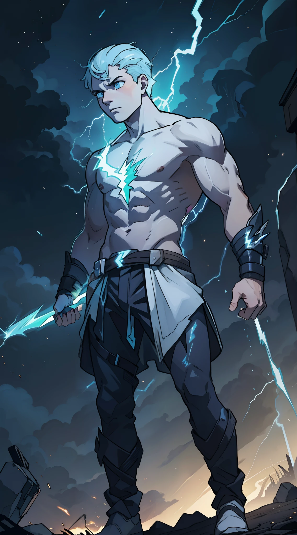 man, god of lightning, whole body