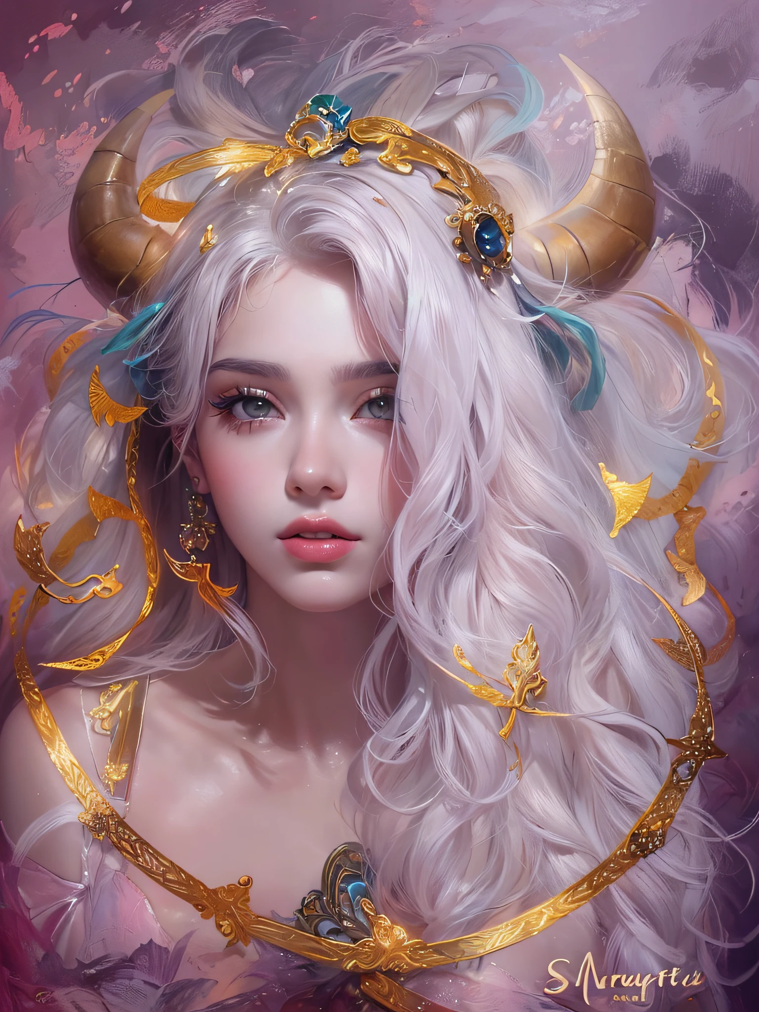 (obra-prima, qualidade superior, Signo de taurus, Melhor, Arte Oficial, Beautiful and Aesthetic:1.2), 1girl, (Arte Pop:1.4), (taurus), (Arte Nova:1.1),(taurus)