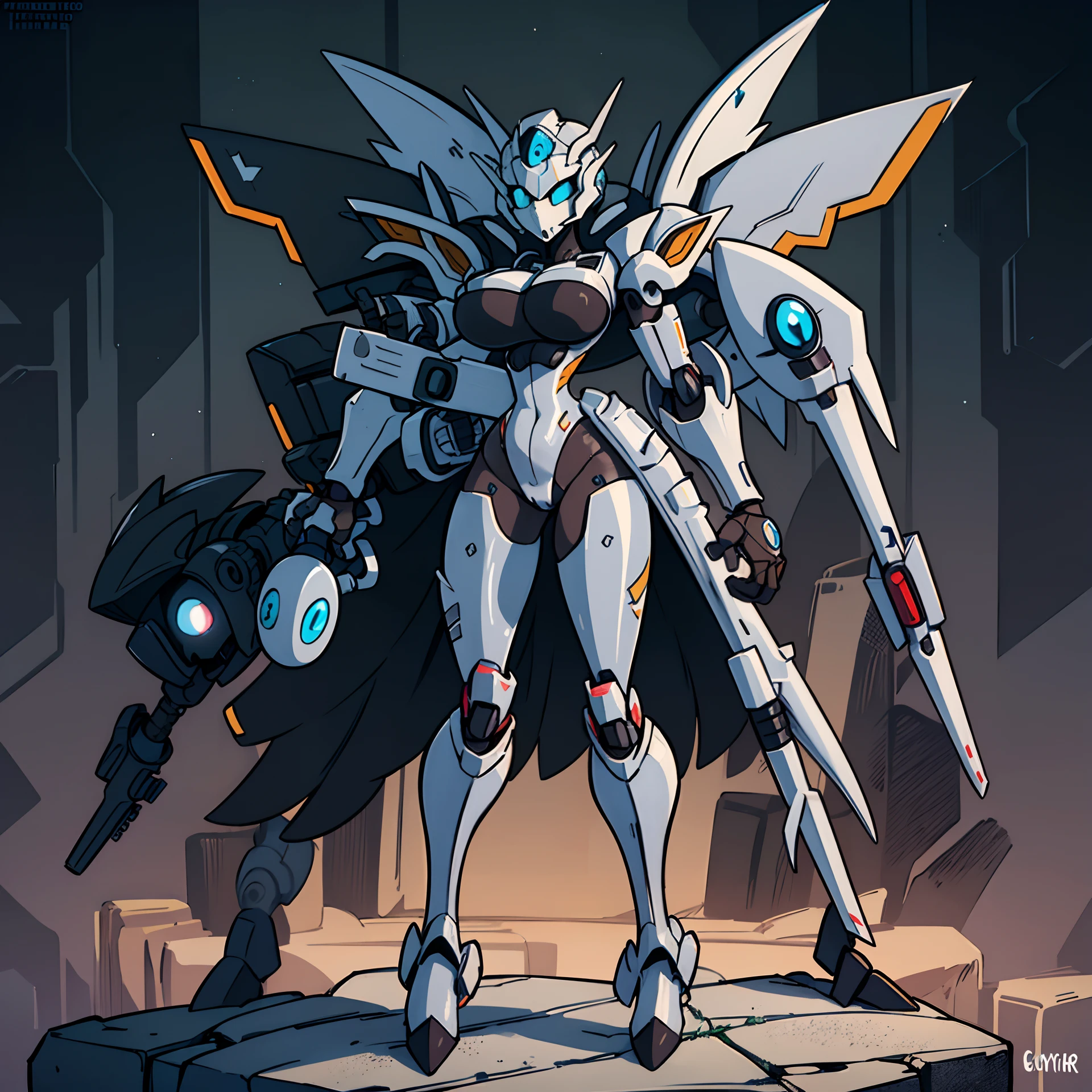 ((masterpiece)), full body, blank background, vectorized design, masterpiece, best quality, great design, overly sexy robot monster, too sexy for a toon, (Gothic Mother Figure Mechas (Maternal Gargoyle Mecha)), This mecha has a stern yet protective appearance, with stone-like armor resembling a gargoyle. It has outstretched wings and a nurturing demeanor. big breast, pretty boobs, motherly, horned helmet, exotic, amazing,