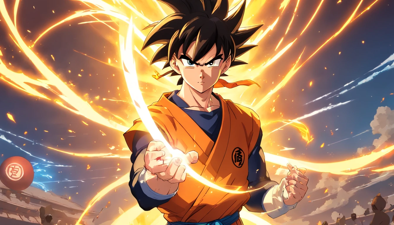 Dragon Ball,Wukong，SuperSaiyan，Manhwa Style，The scene of PK in the martial arts convention