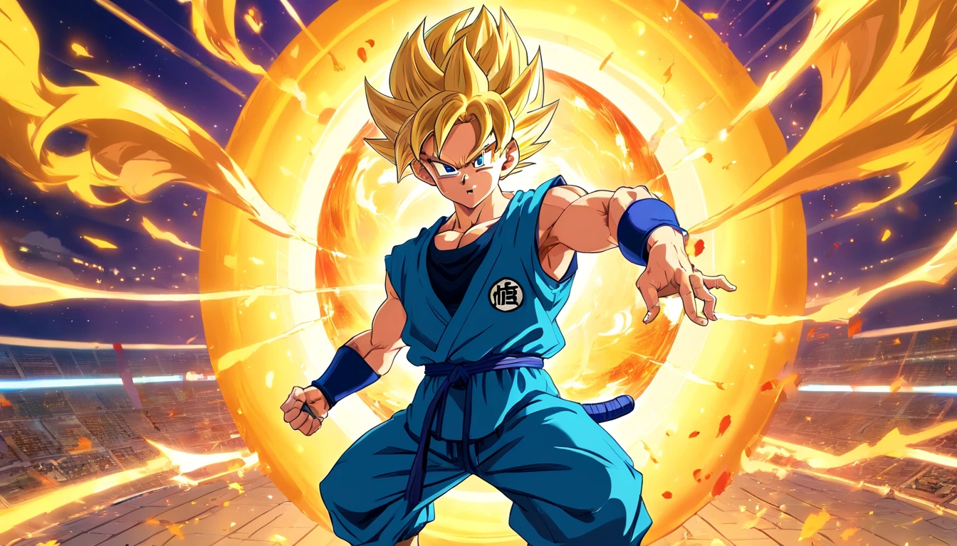 Dragon Ball,Wukong,SuperSaiyan,Manhwa Style,The scene of PK in the martial arts convention