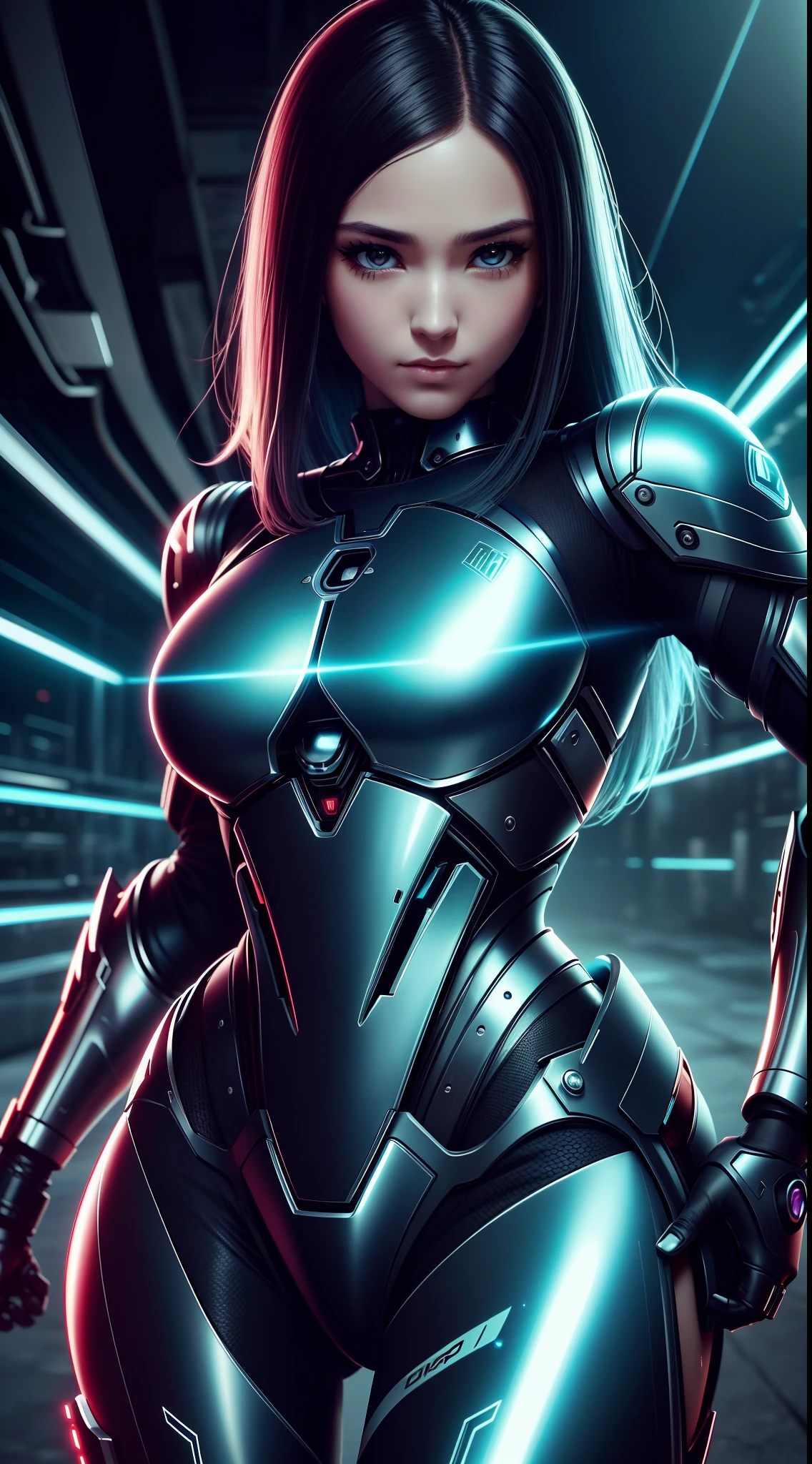 (best quality, highres, ultra-detailed, realistic:1.37), (portraits, sci-fi, photography), (neon colors, metallic tones), (subtle, futuristic) lighting, (3D rendering, concept art)
A sexy hi tech android with obvious mechanical joints, backlit eyes, wide hips, big ass, is making it clear she wants some sex. Lewd poses on a star ship near controls and display panels.